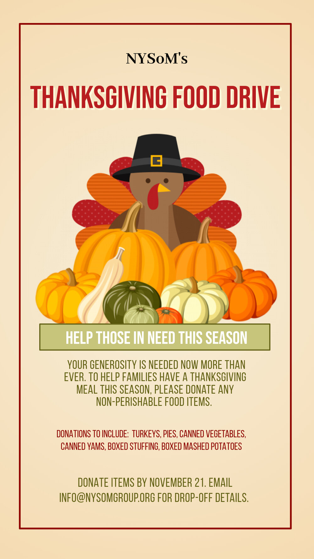Thanksgiving Food Drive 2023 — New York State of Mind