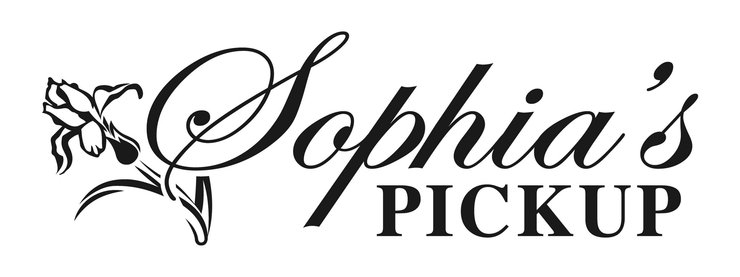Logo for Sophia's Pickup with a rose illustration