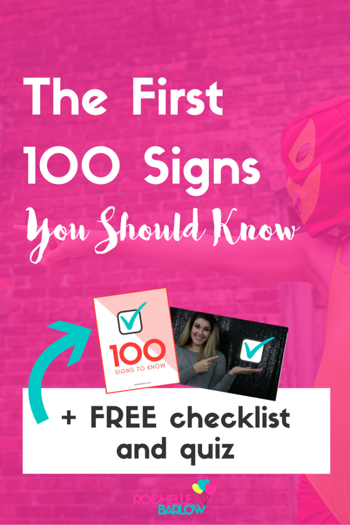The first 100 signs everyone should know when learning ASL. Build a solid foundation as you learn sign language and it'll pay off later. Get the free checklist and access to the receptive 100 signs quiz to test your knowledge.