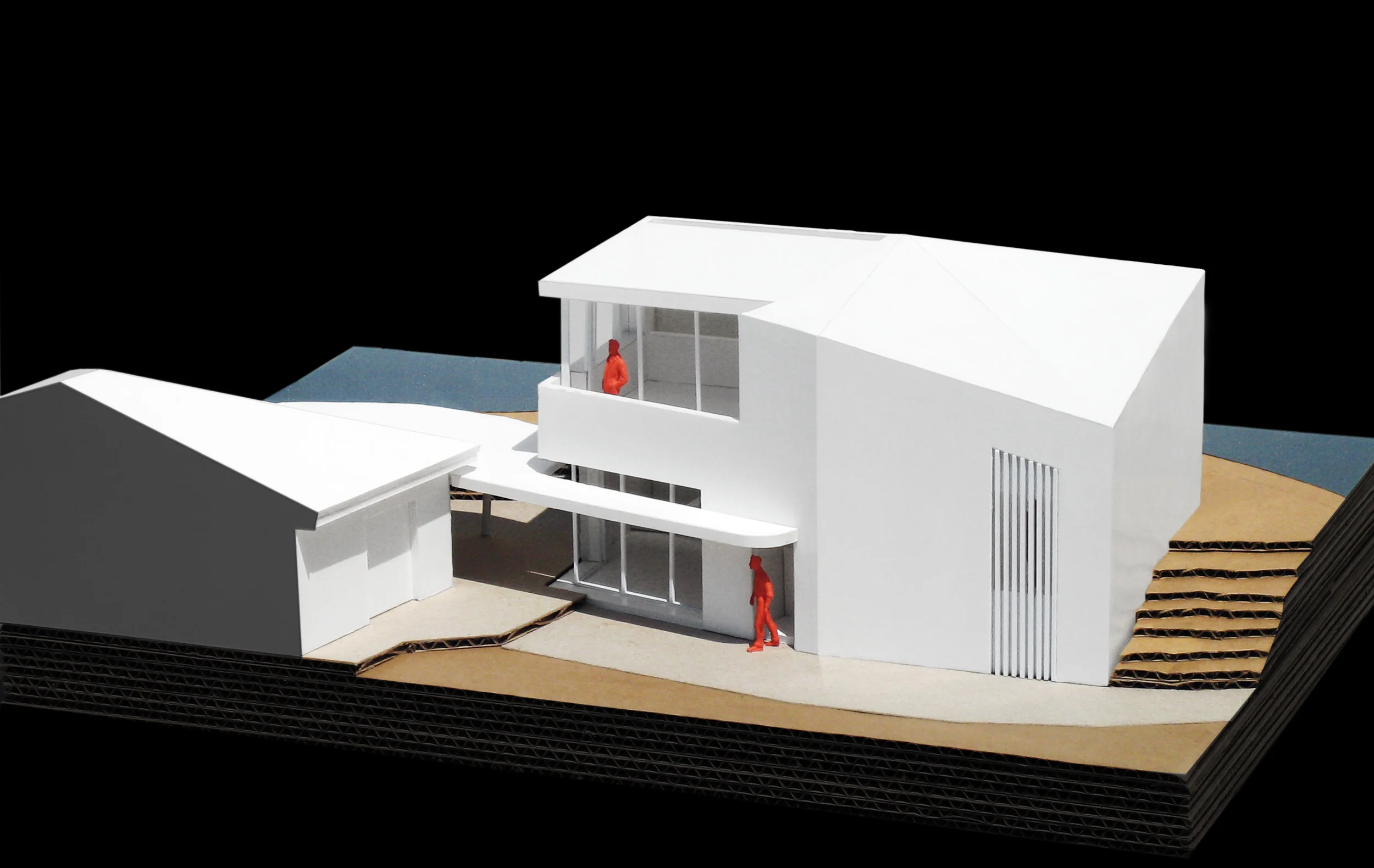 A model with portion of the existing house in the left of the image.