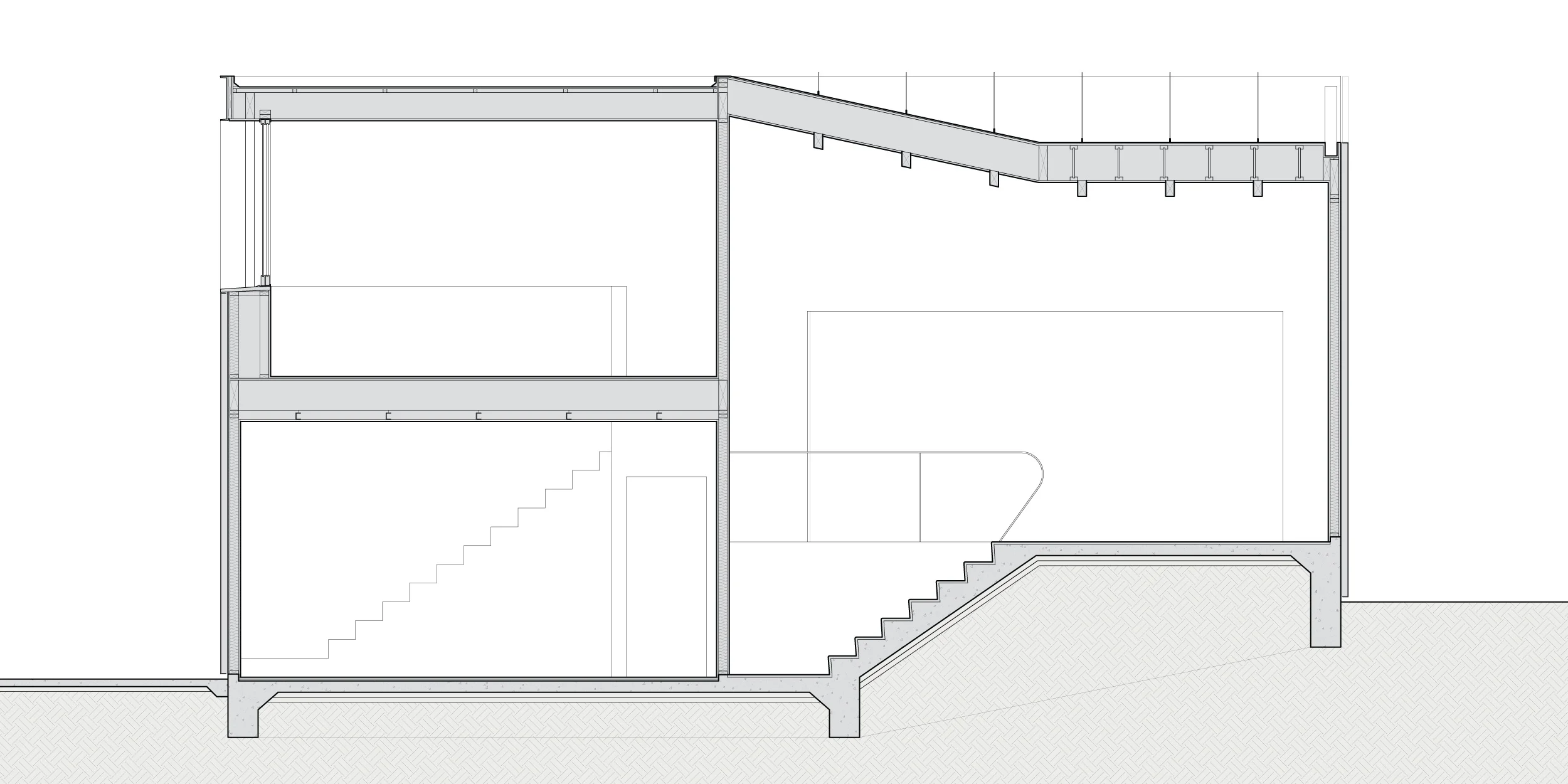 Section through the office / living space and garage.
