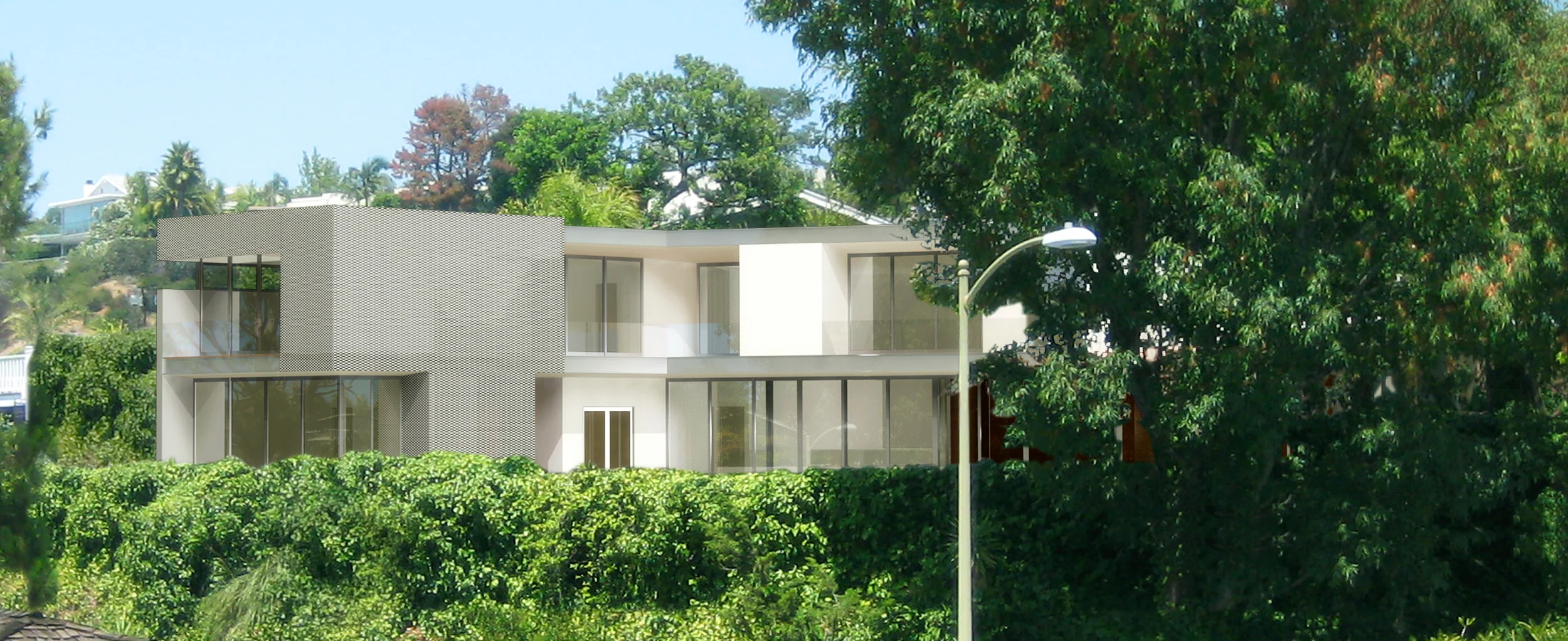 The residence faces the pool and view.