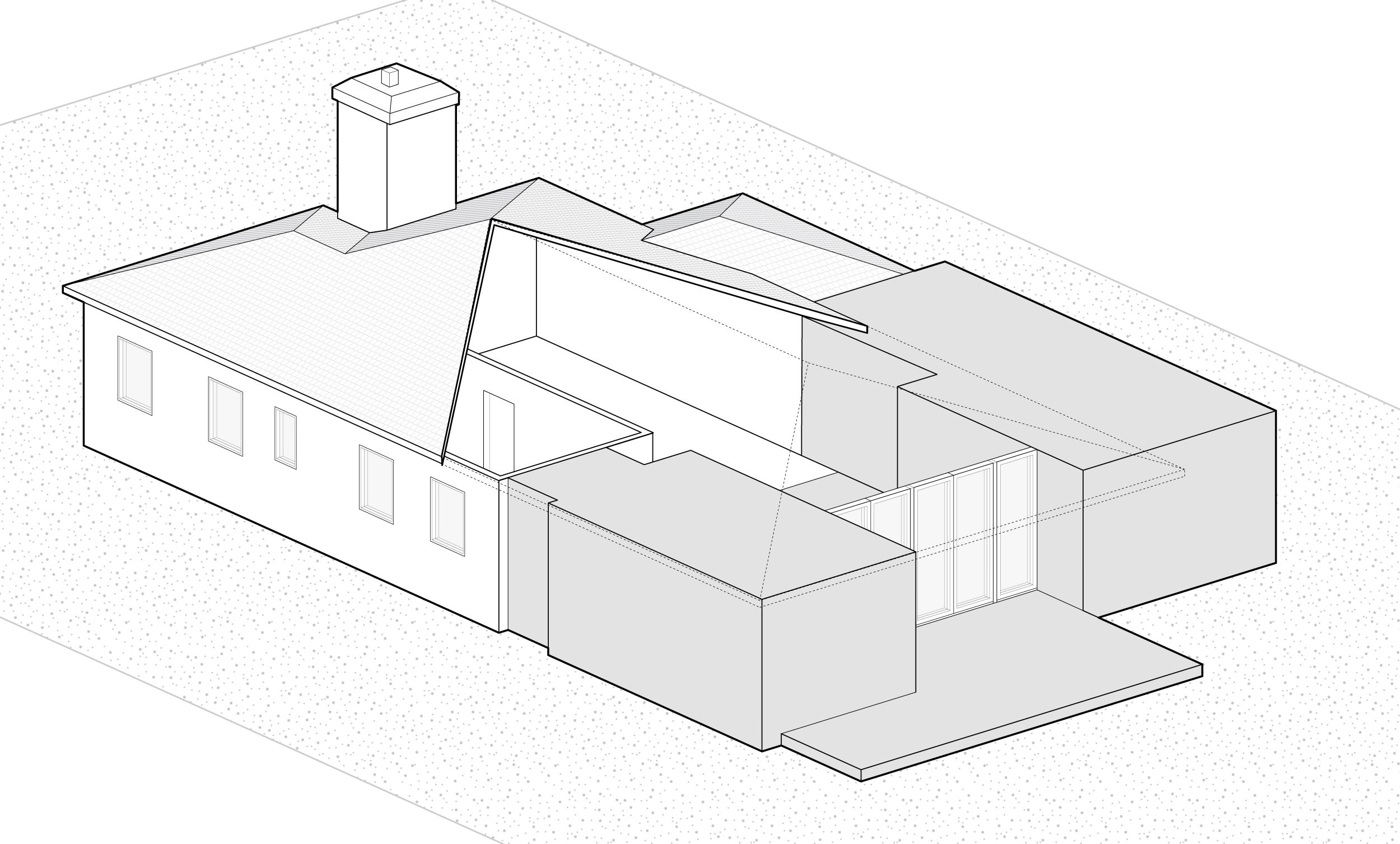  Step 1: We added dining room and master suite volumes that frame the central living spaces. 