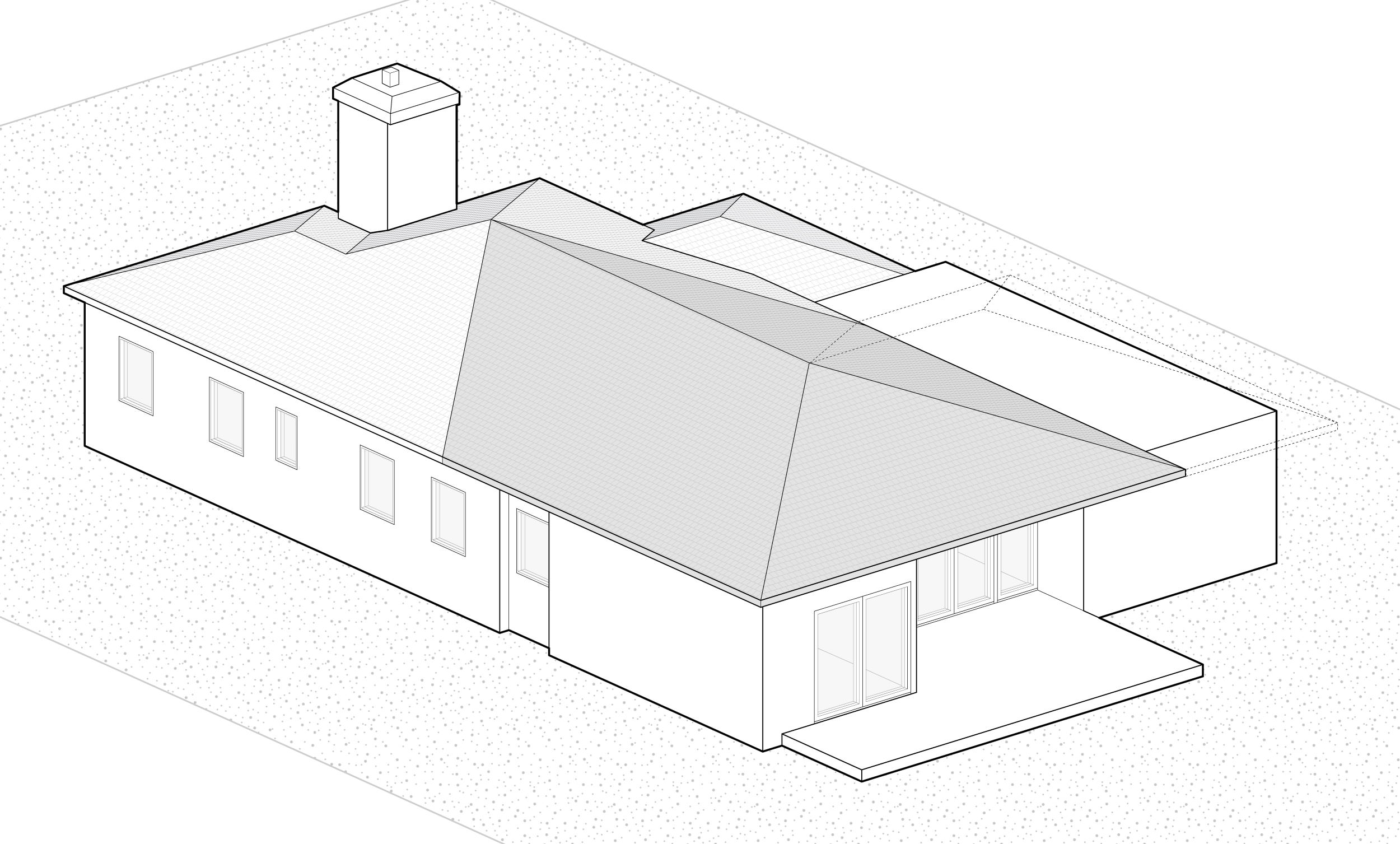  Step 2: We extended the existing roof to create an "outdoor room" under the deep eave at the rear deck. 