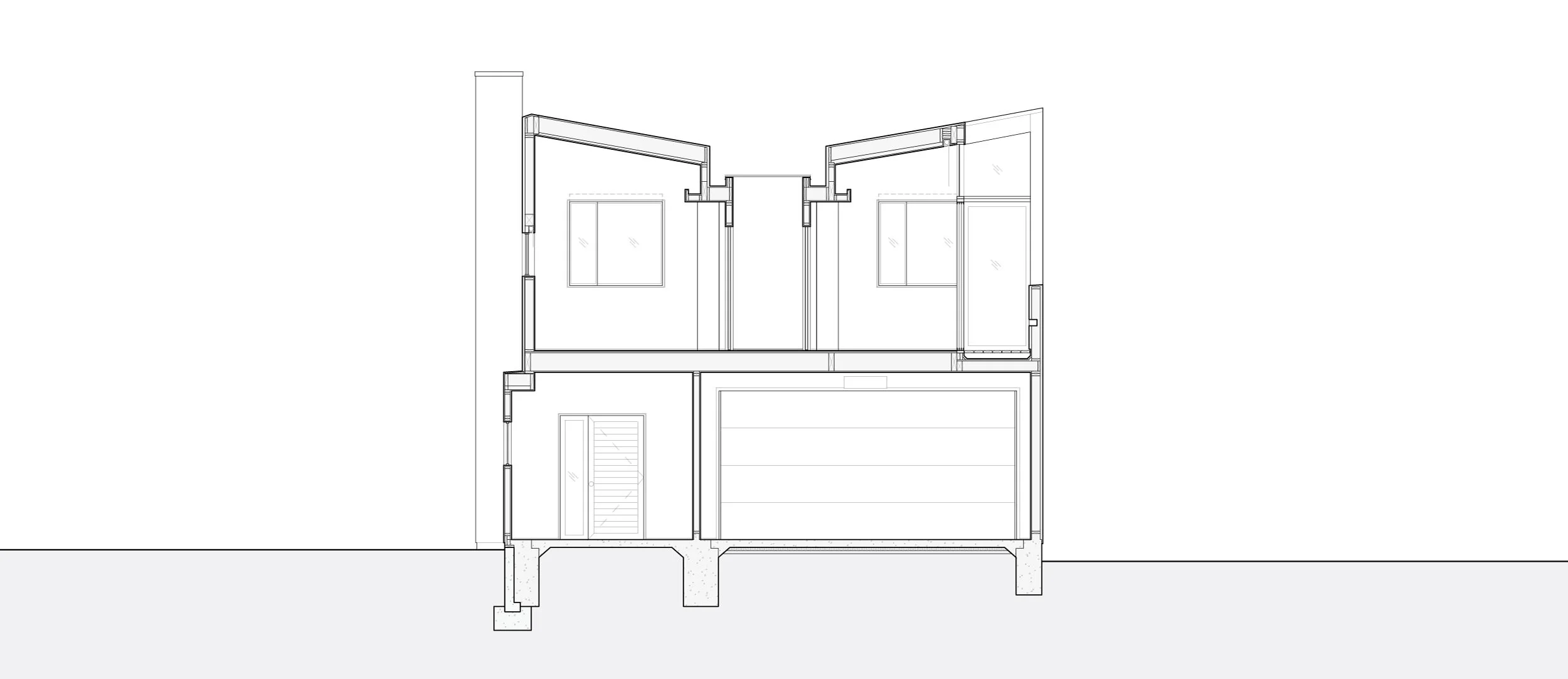 Transverse section through the vaulted bedroom spaces. 