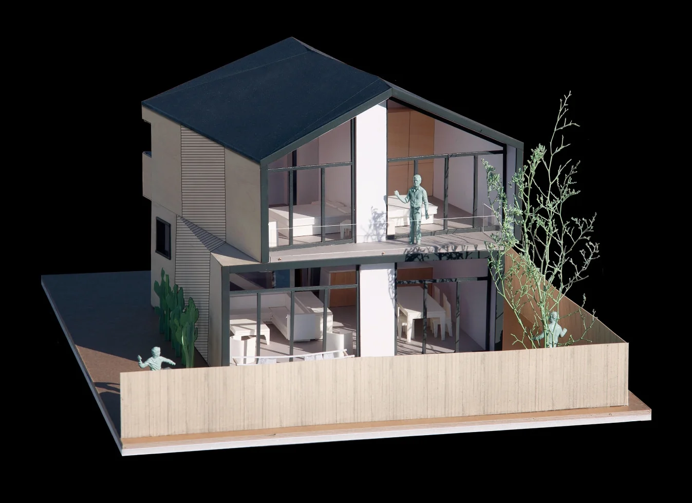 A model showing the rear of the two-story option.