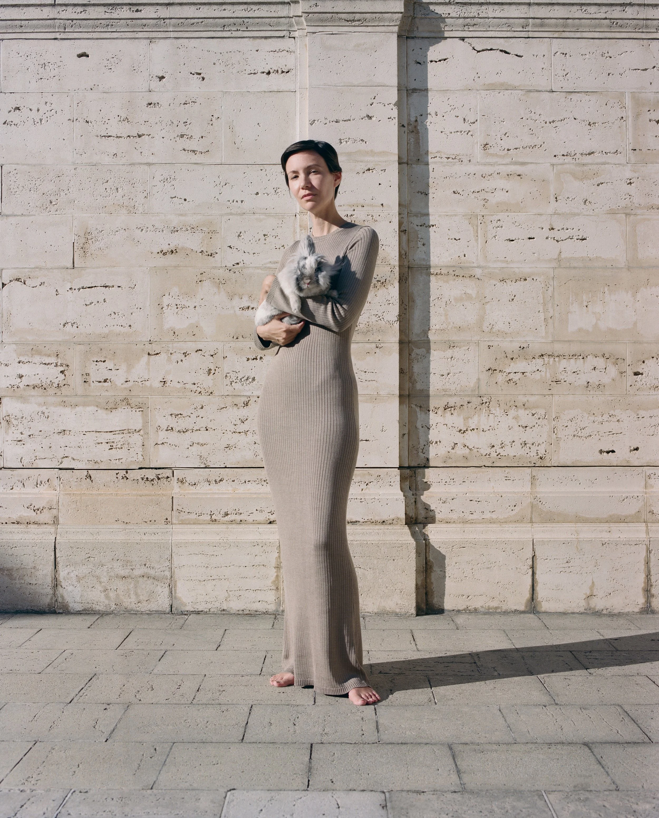 L/S CREW NECK DRESS | 'GRIS' — UNE HEURES