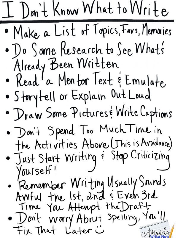 a list of topics to write about