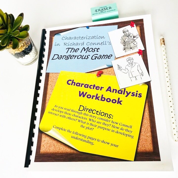 “Most Dangerous Game” Character Analysis Workbook from Teach BeTween the Lines