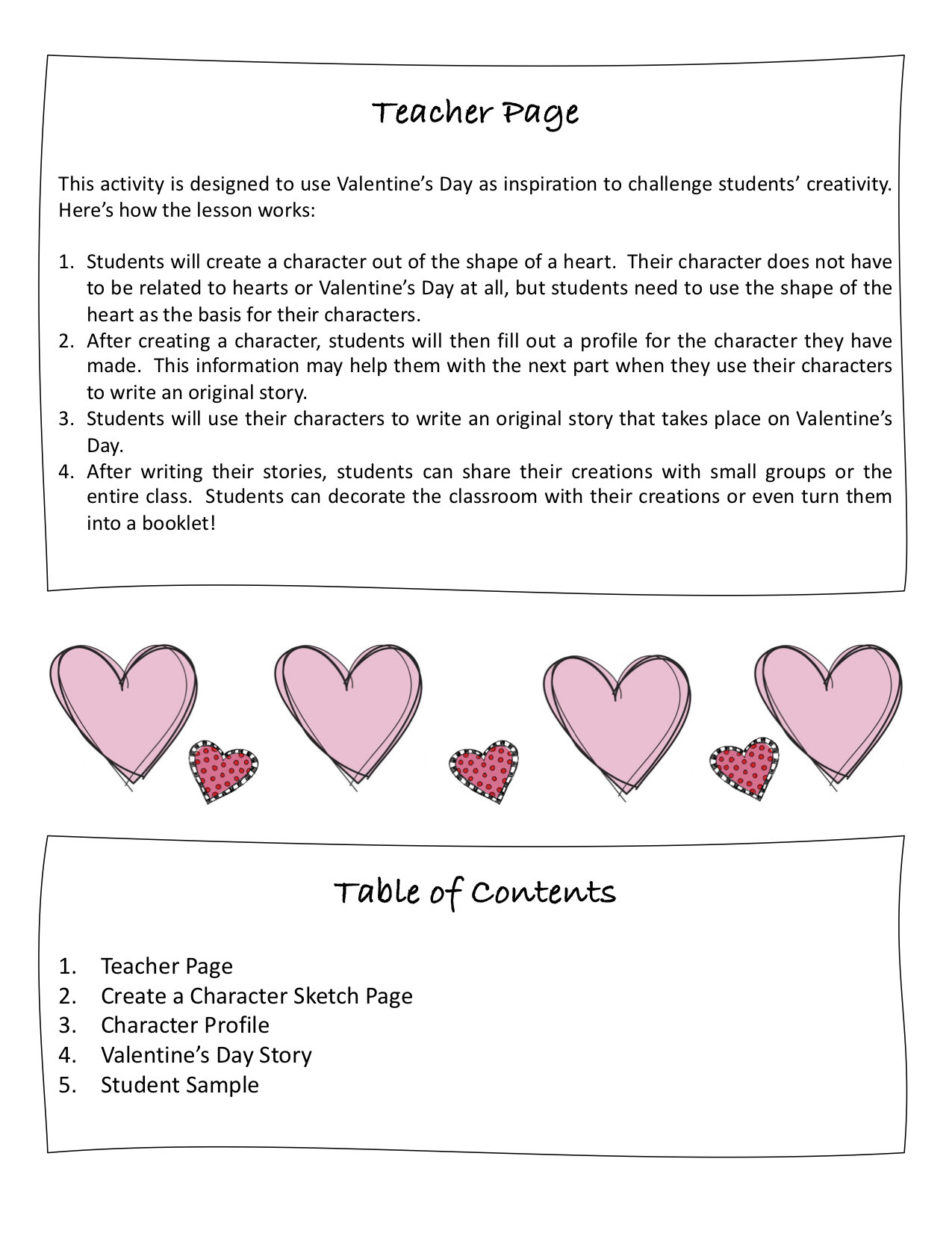 valentines creative writing activities