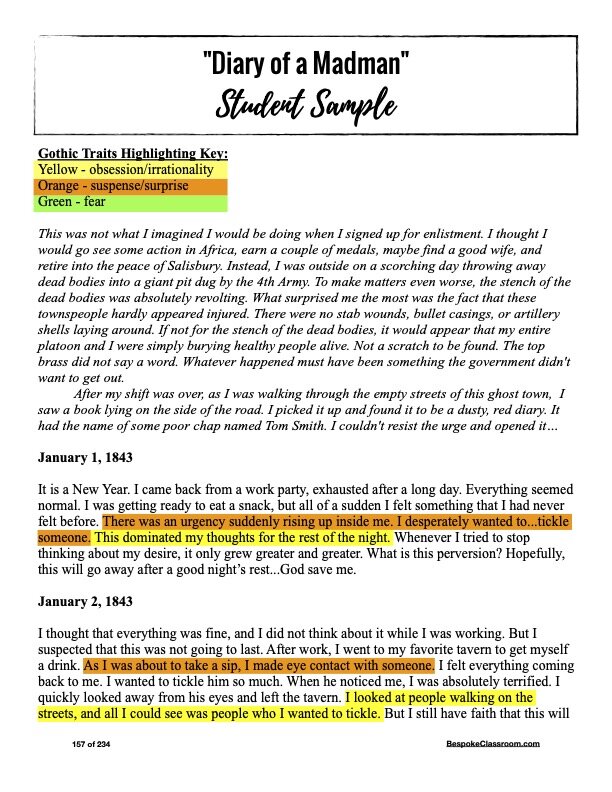 creative writing gothic story examples