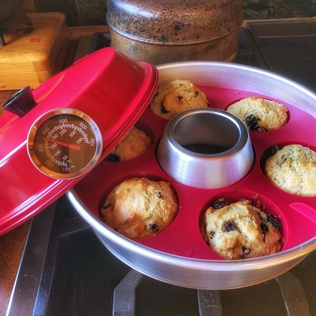 Omnia Stovetop Oven is a lifesaver in a Tiny Trailer (with no oven...) We use it to make muffins, scones and heat up enchiladas! A game changer! I added the BBQ thermometer for more accuracy and it works perfectly.  Available on Amazon. Buy the silic