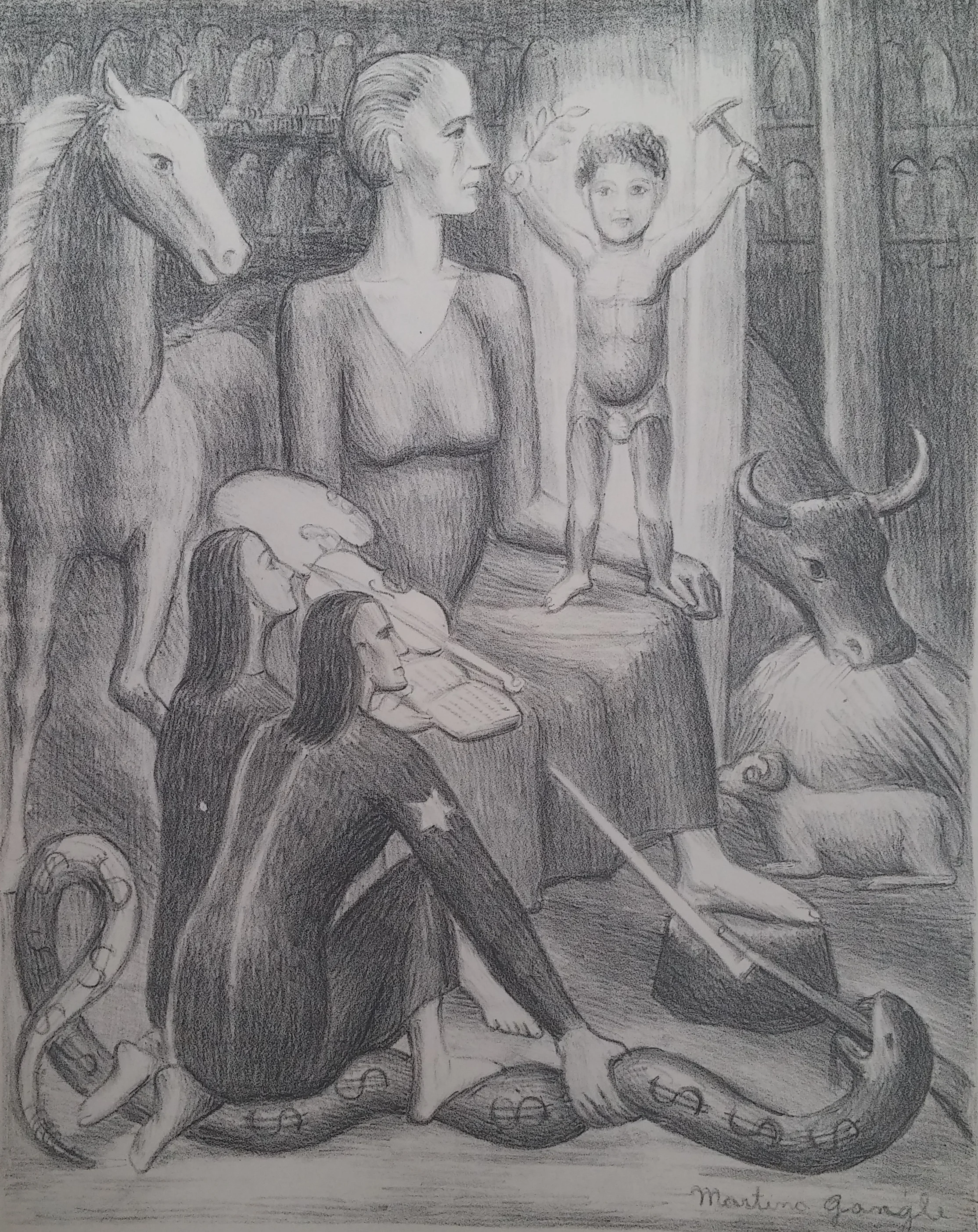Mary and Jesus Overcoming Greed , print, 16 x 18 Framed and signed Pathways Private Collection