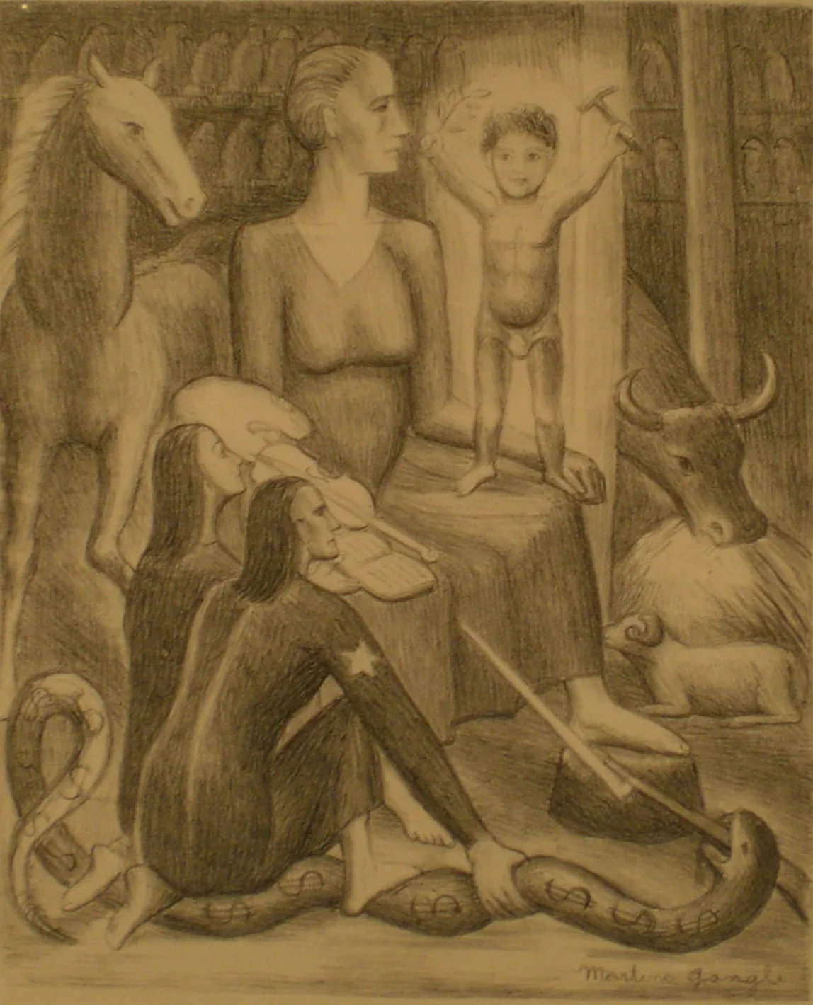Mary and Jesus Overcoming Greed , print, 16 x 18 Unframed Pathways Original Print Collection