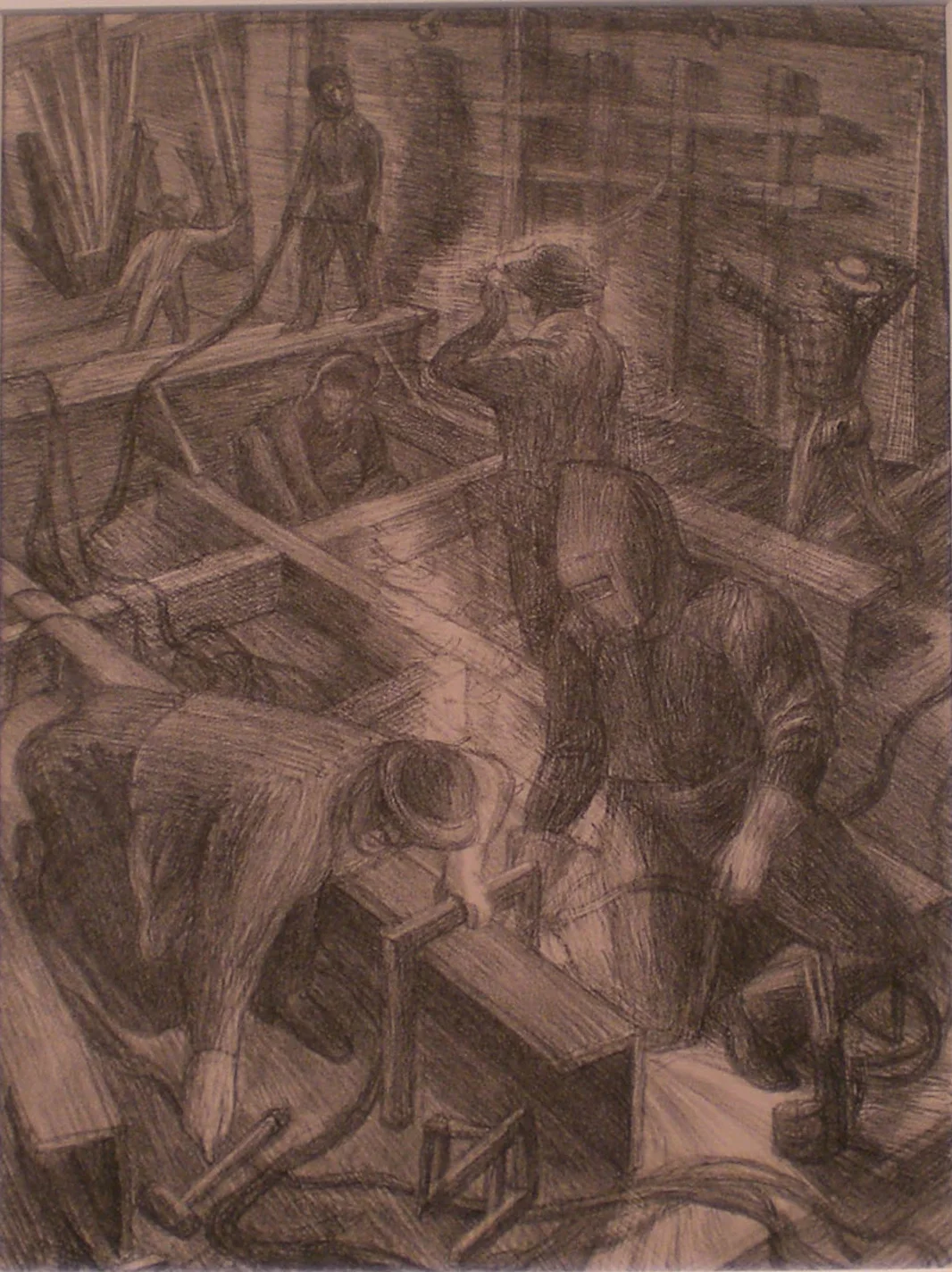 Shipyard Workers , print, 17 x 15 P athways Private Collection