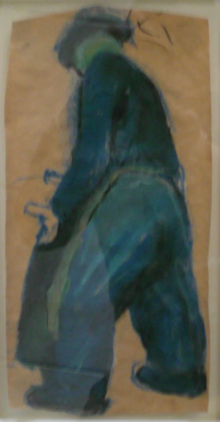 Shipyard Worker, blue chalk, 12x17 Pathways Private Collection