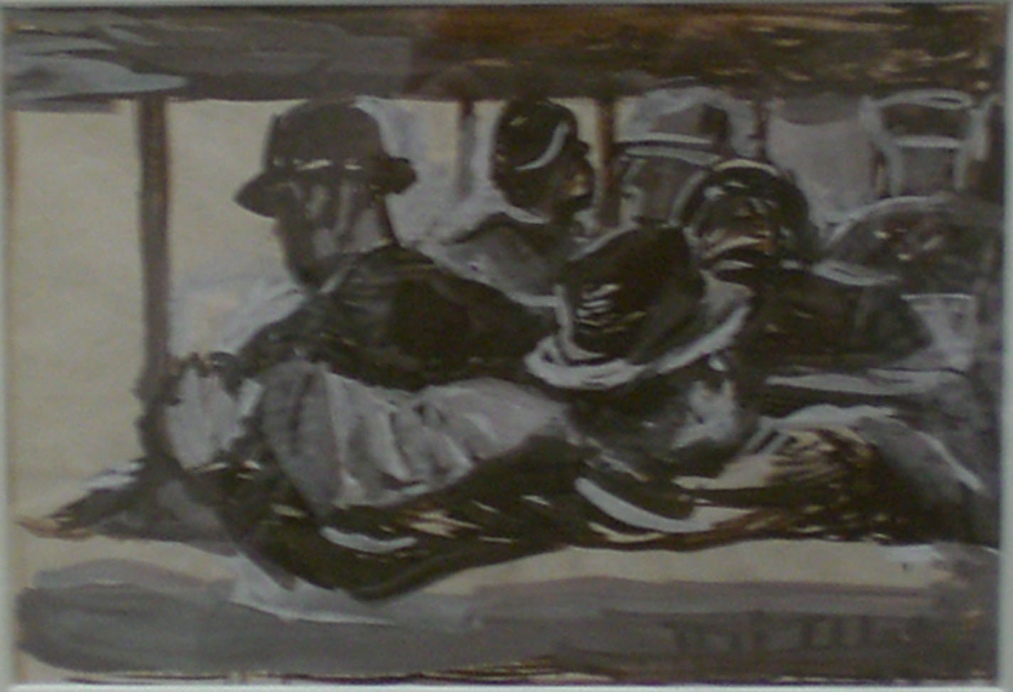 Men on Bus , study, 17x14 $300 Arthur Runquist