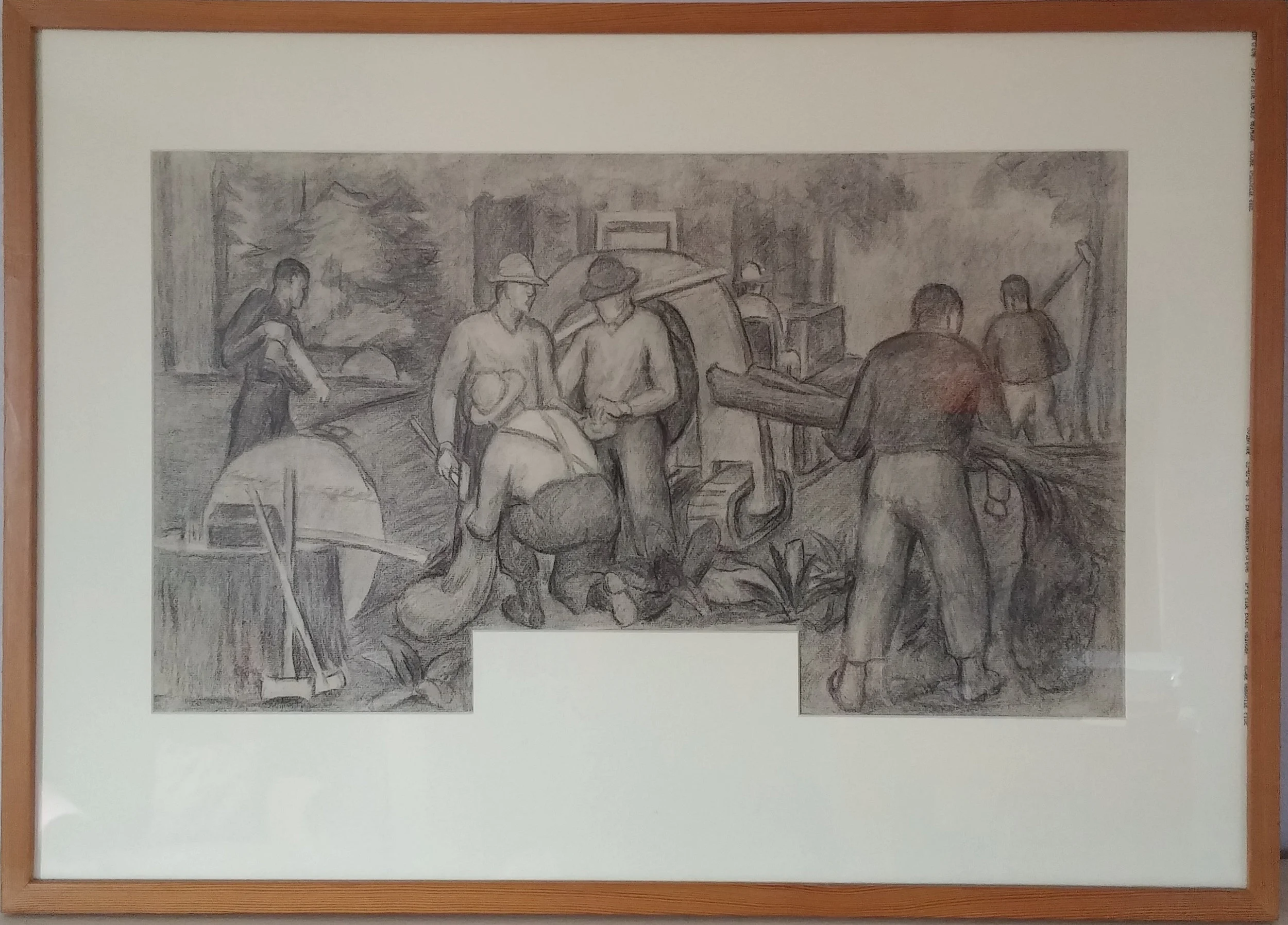 Mill Workers Cedro Wooley – mural study III – 32x22 $2,000 Arthur Runquist