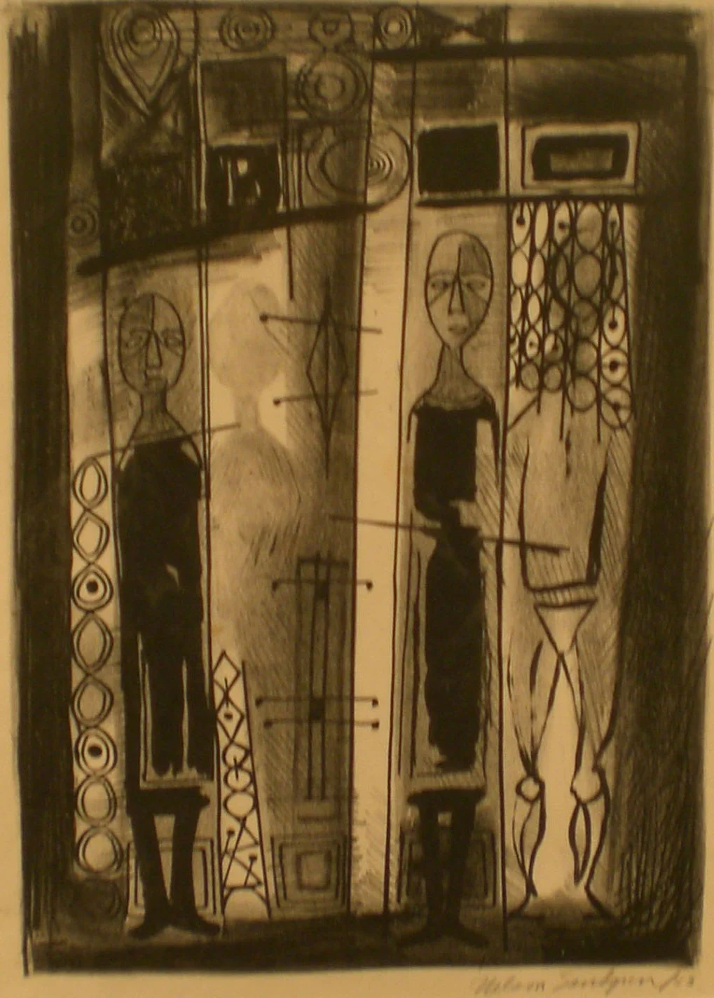 Two People , 18 ¾ x 15 ½ Nelson Sandgren
