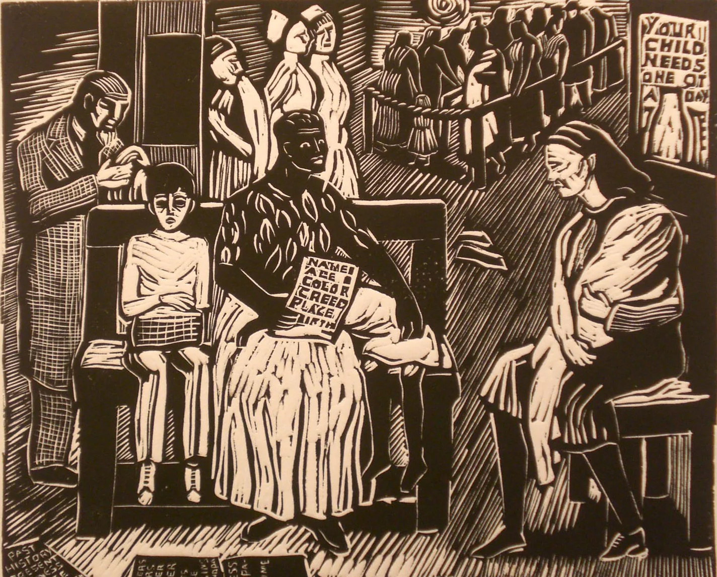 Black and White Mothers and Children in Hospital Waiting Room Martina Gangle Curl