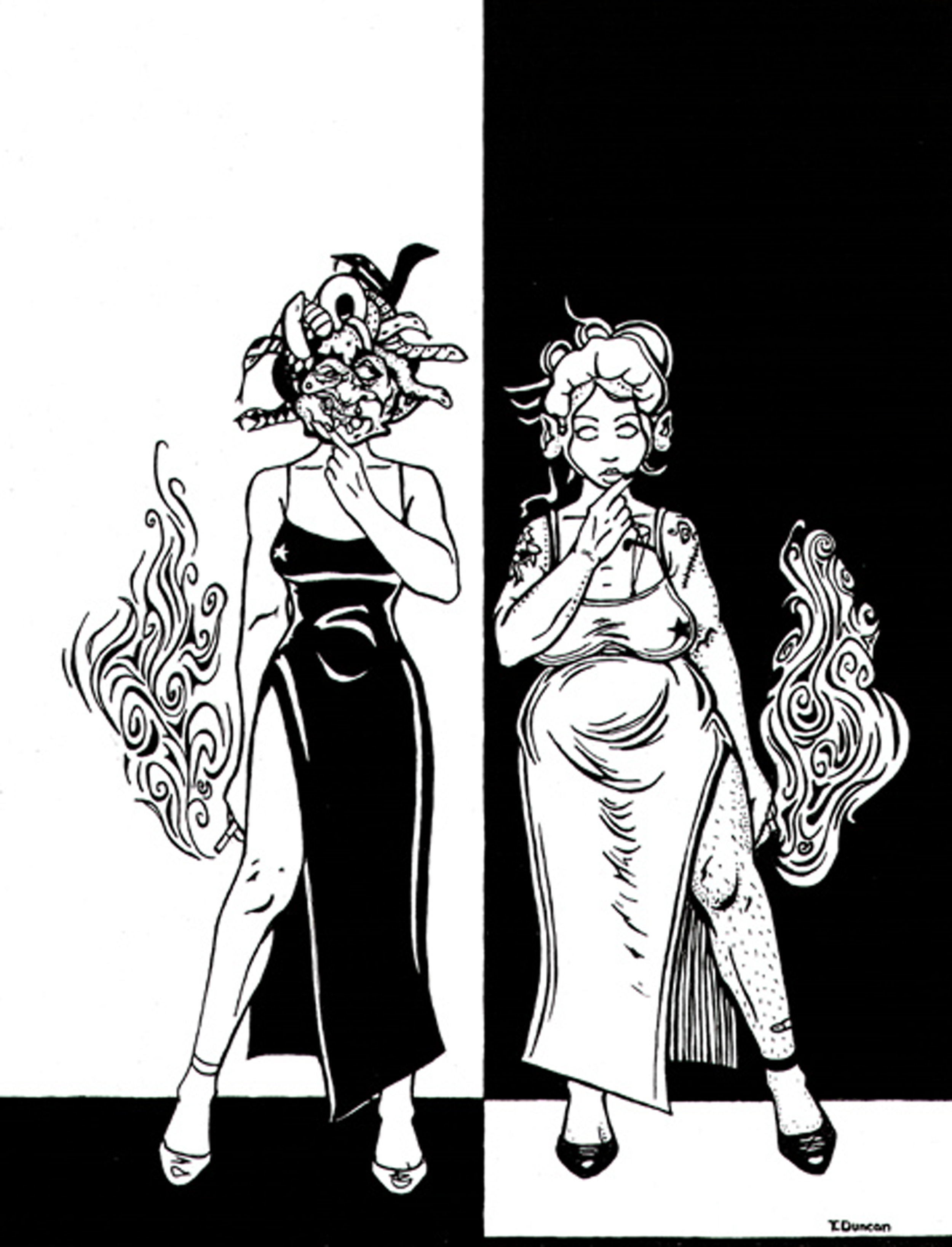 Two sisters (pen&ink) 14 in x 16 in.jpg