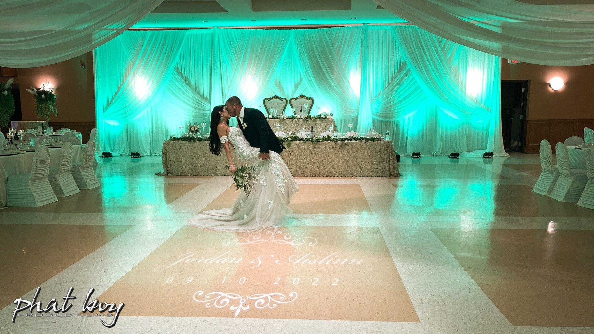 LED Uplighting & Custom Monogram on Dancefloor at Portuguese Club Harrow - Phat Boy Productions