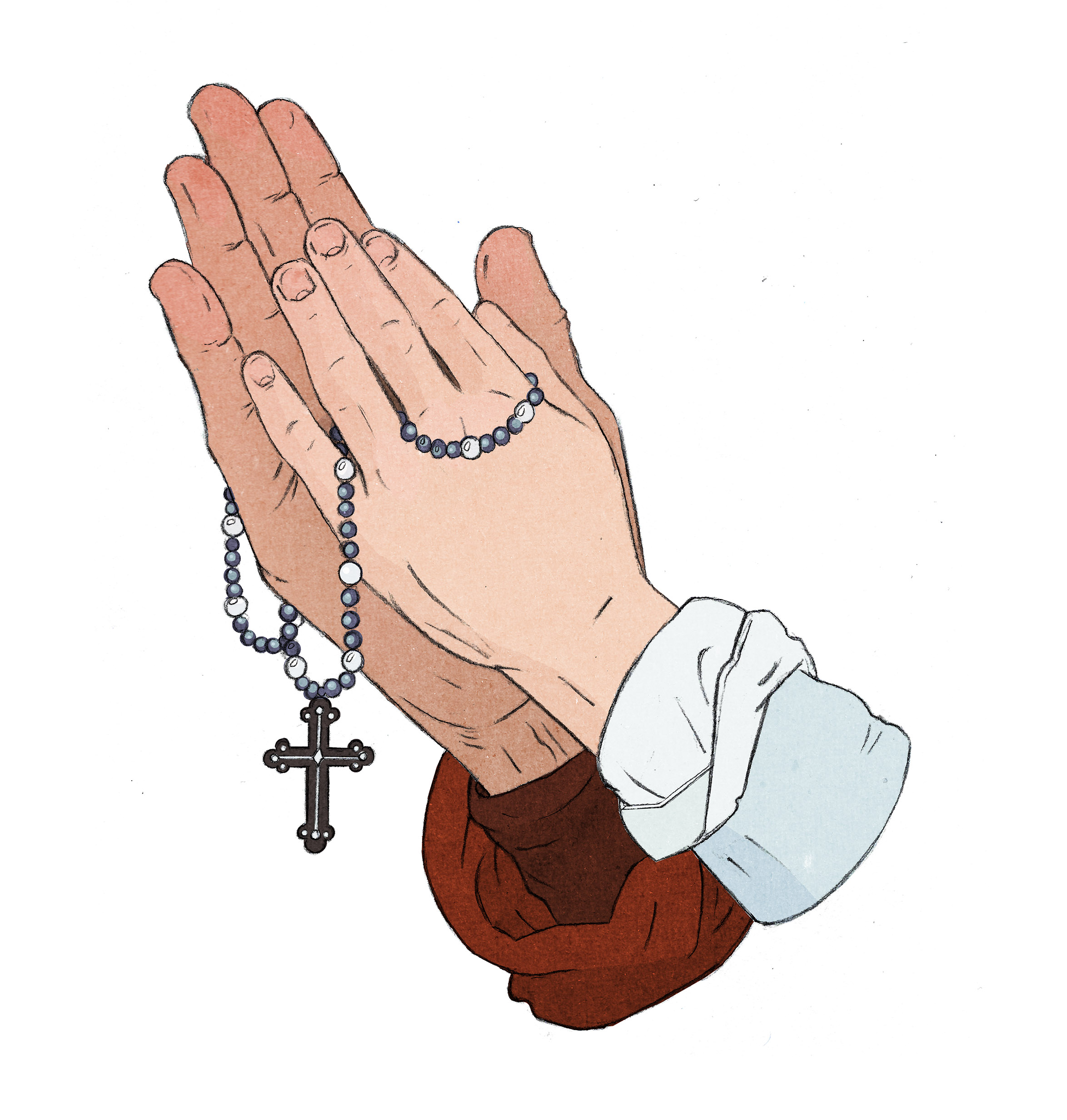 A spin off of Albrecht Dürer’s piece, ‘Praying Hands’, to convey sexual abuse scandals between priests and children.