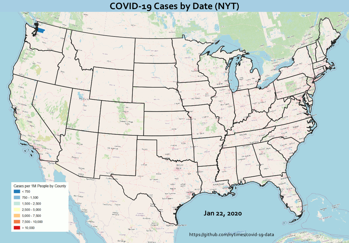 Creating a COVID-19 Temporal Animation with QGIS