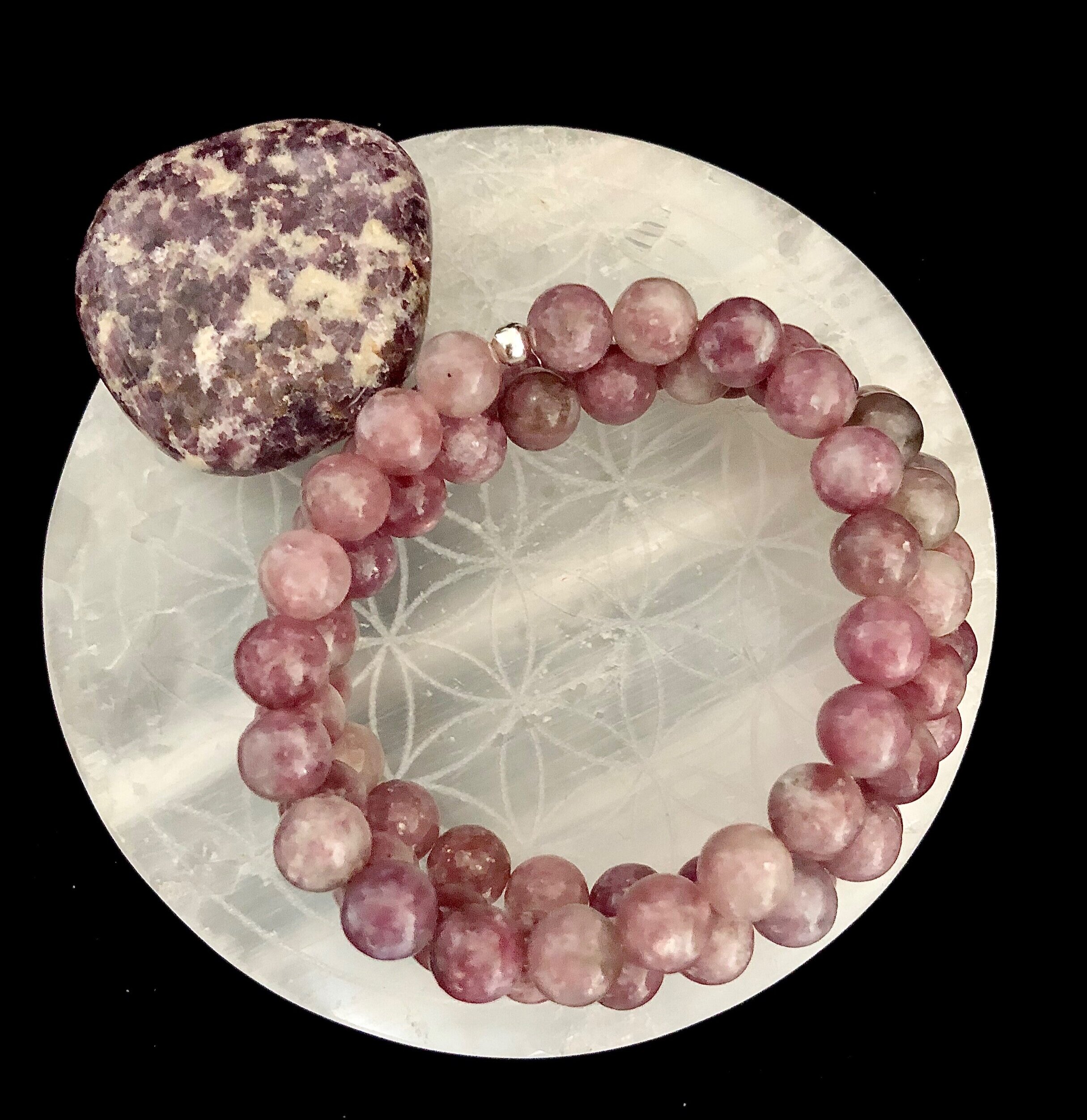 Honest Agate Export Natural Lepidolite Crystal Bracelet 8 MM Beads Bracelet  Man And Woman Use for