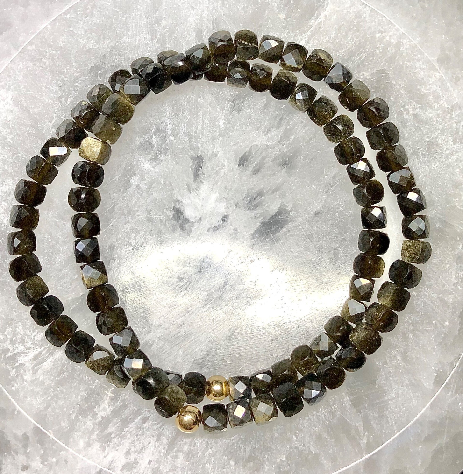 Gold sheen obsidian crystal bead bracelet – Six Things Shop Australia