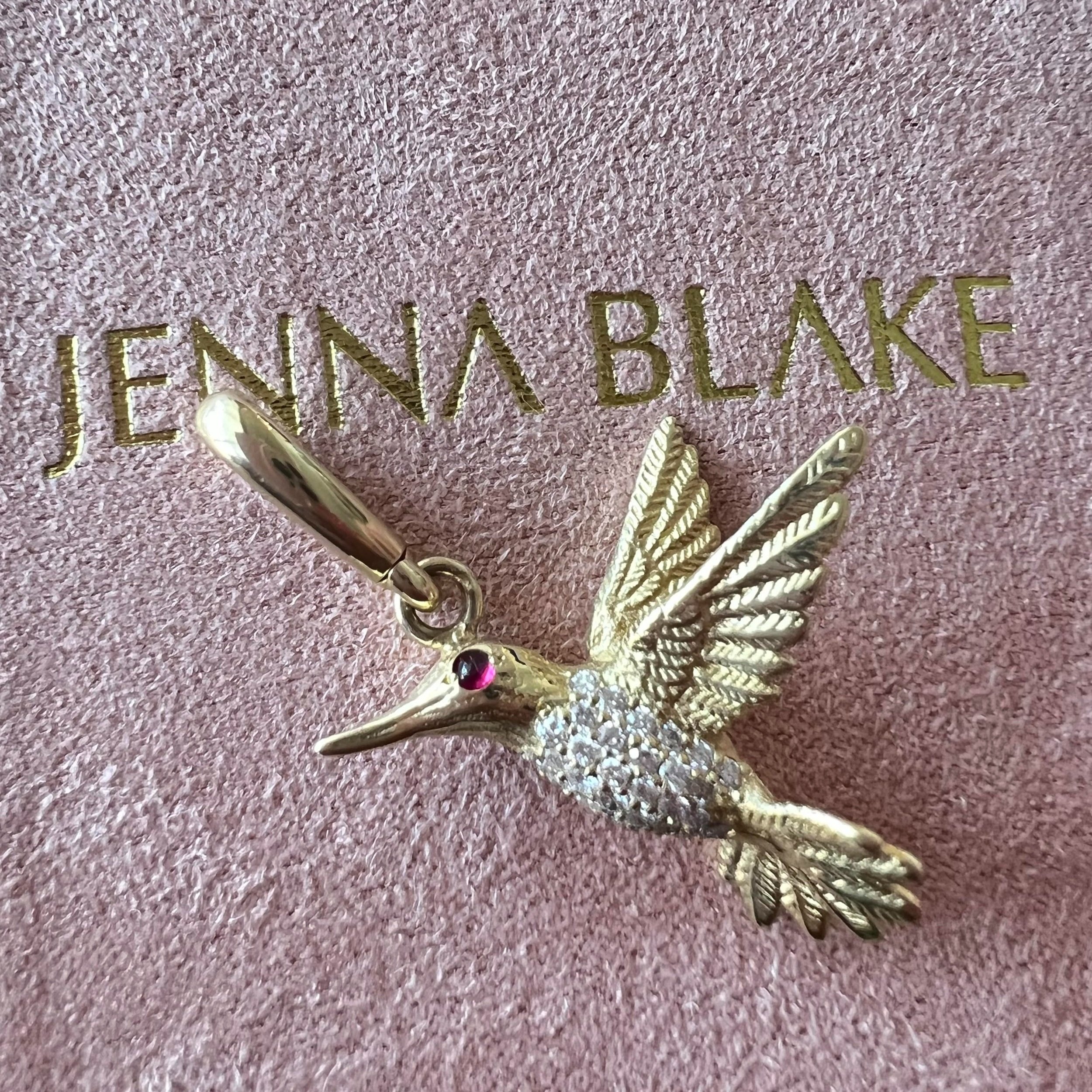 Jewelry that makes Camille feel strong: a hummingbird charm by Jenna Blake