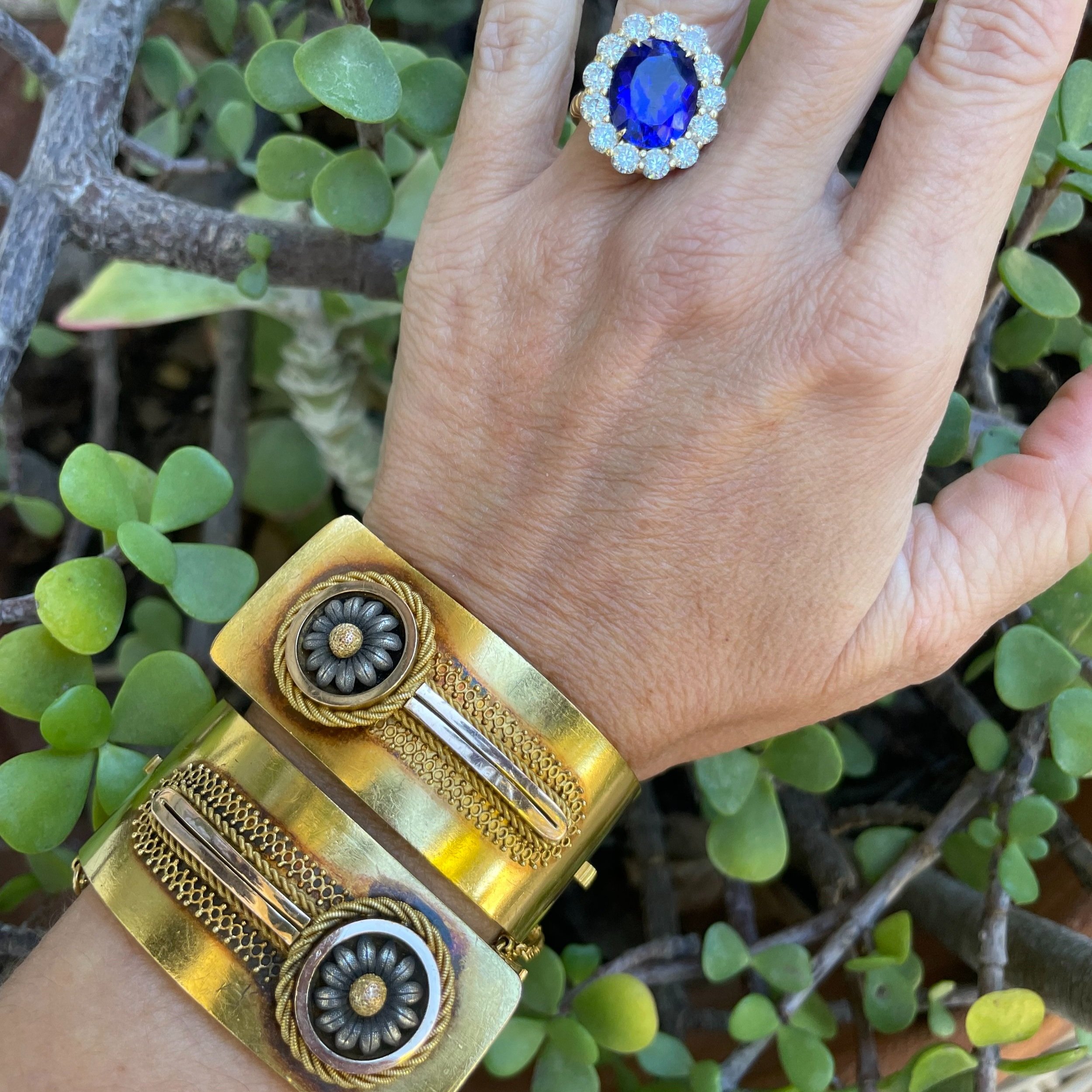 Jewelry that makes Randi feel strong: a pair of matching 14k gold cuffs from the 1890s – total Wonder Woman vibes! 