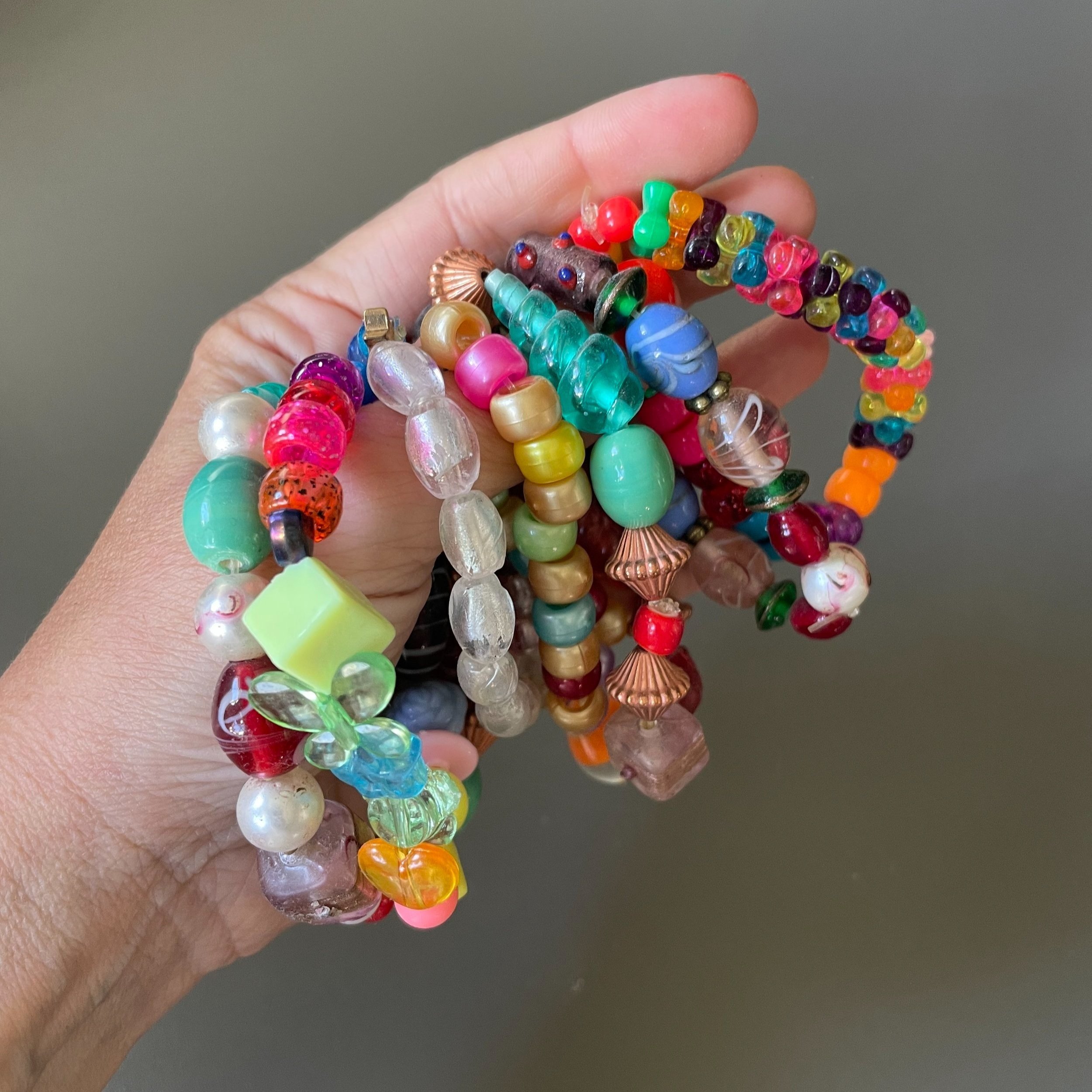 The best jewelry gift Randi has received: all the beaded jewelry her daughter makes for her