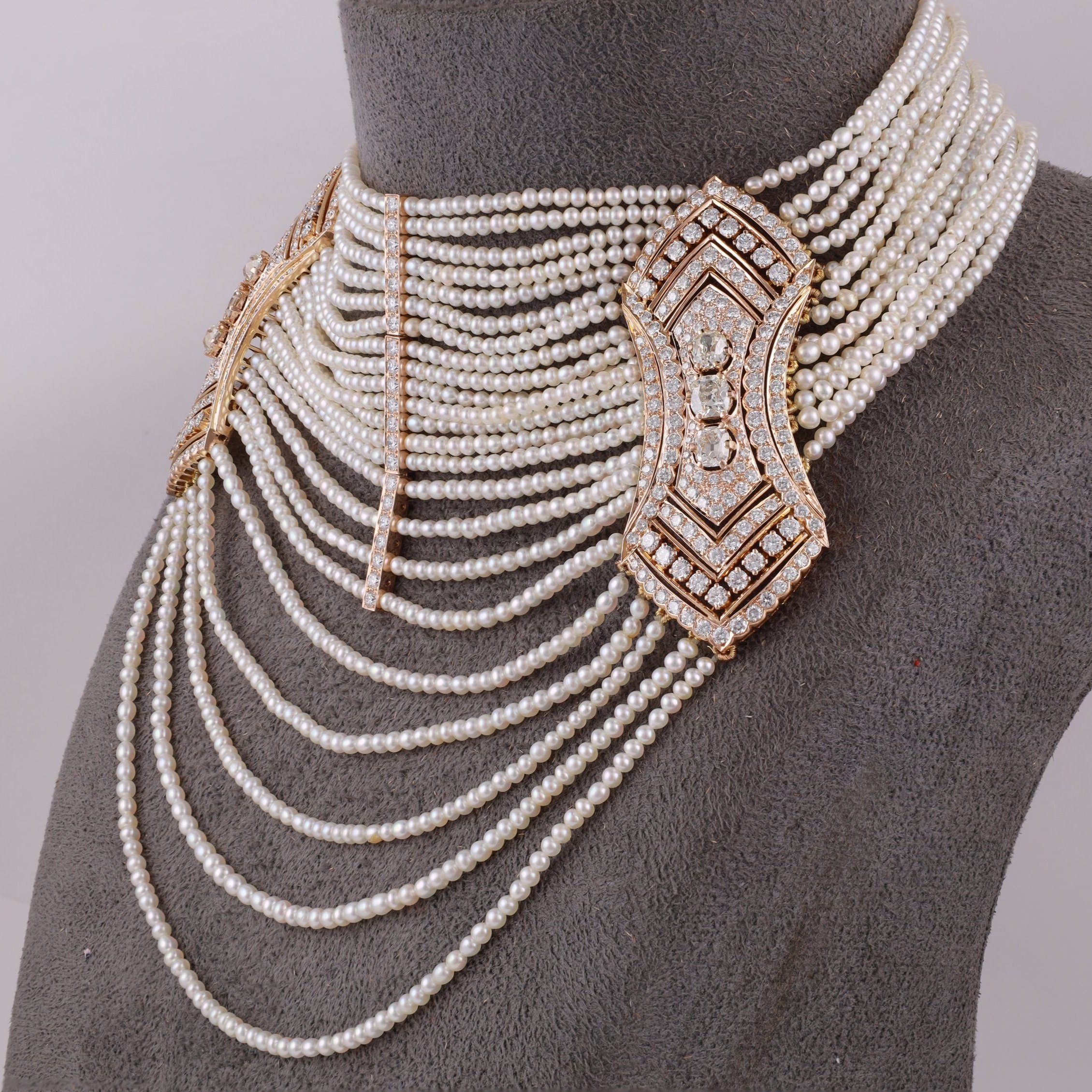 The first piece of jewelry Ananya fell in love with: her grandmom’s necklace, featuring Basra pearls and old cut diamonds