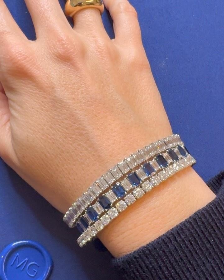 The only Monday Blues I subscribe to are the ones with sapphires involved! How beautiful is this stunning sapphire and diamond tennis bracelet? And let&rsquo;s not overlook the other two tennis bracelets either. All three are available for purchase, 