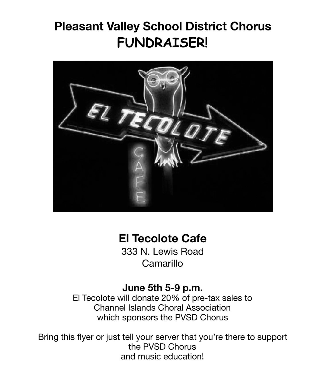 PVSD Chorus Fundraiser