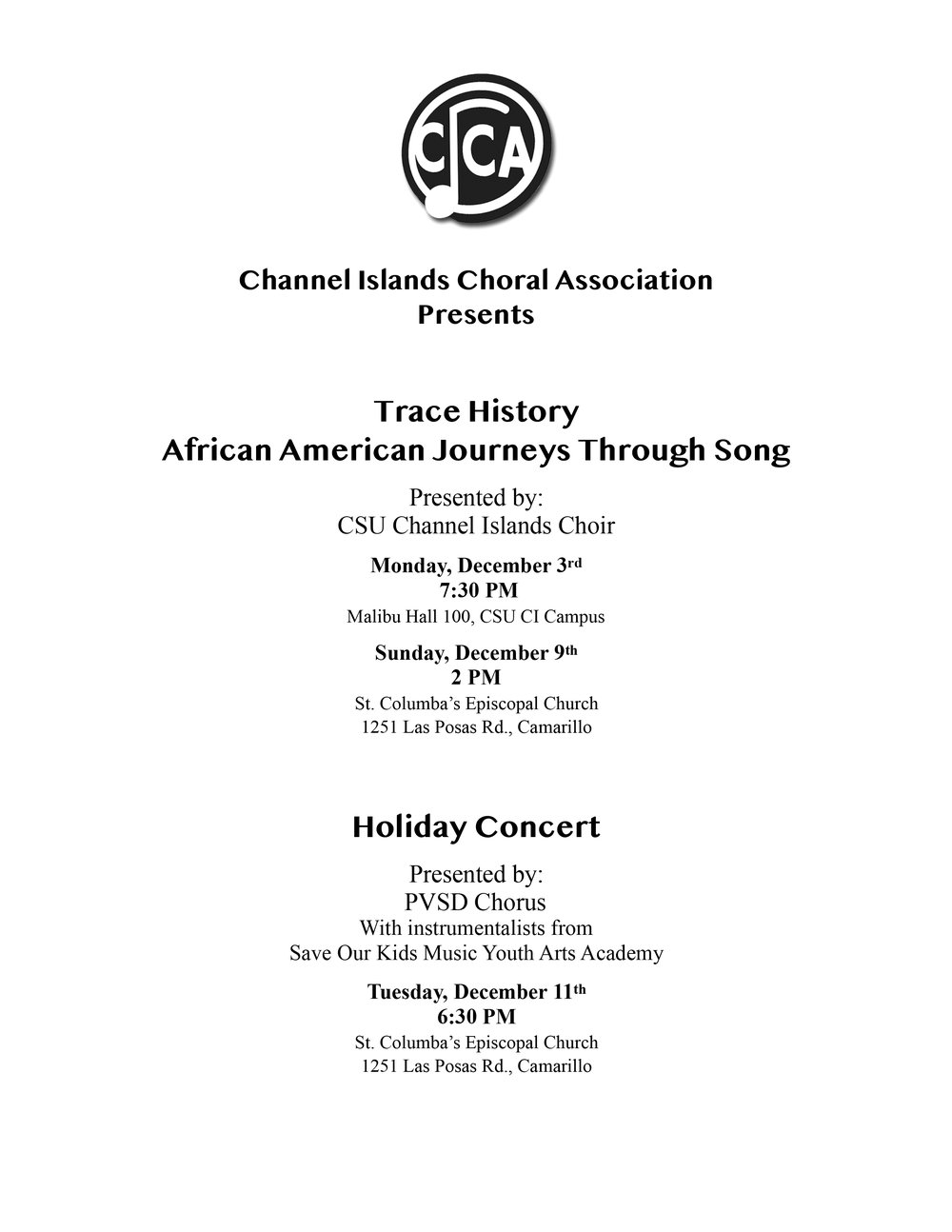 “Trace History – African American Journeys Through Song”