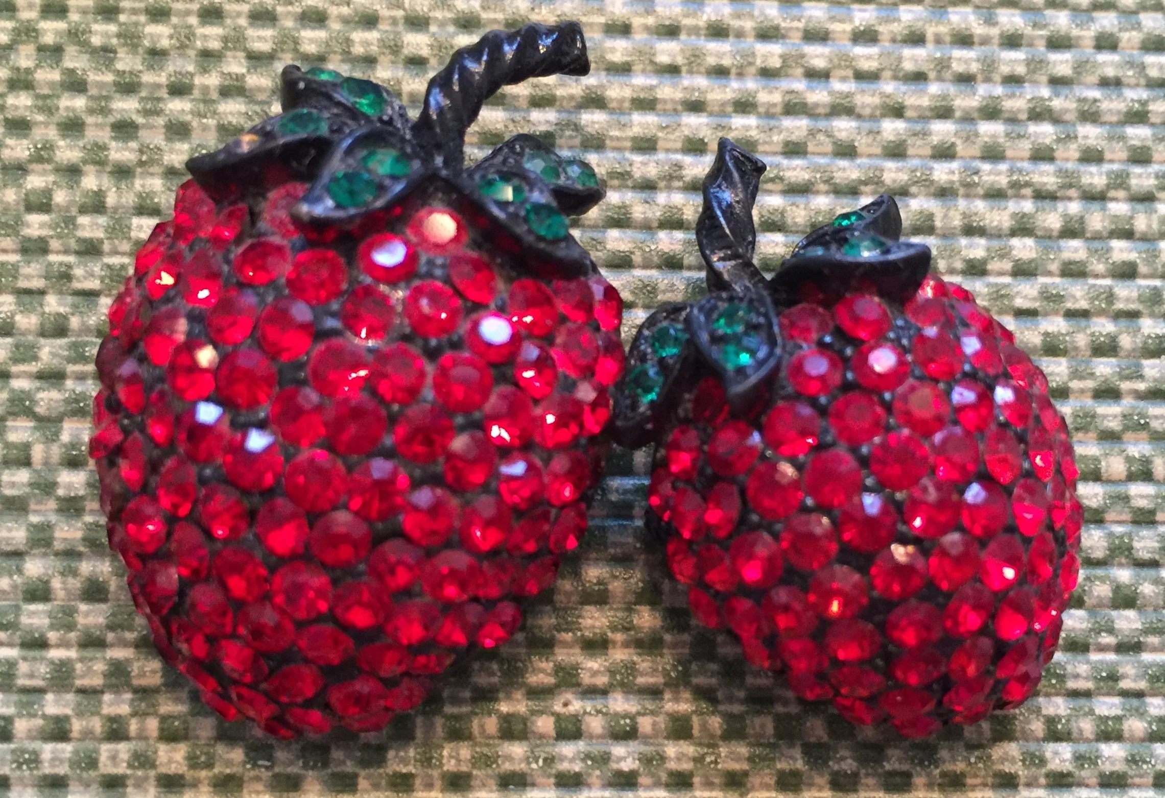 I collected a small Weiss strawberry to wear with my 1960s larger strawberry.