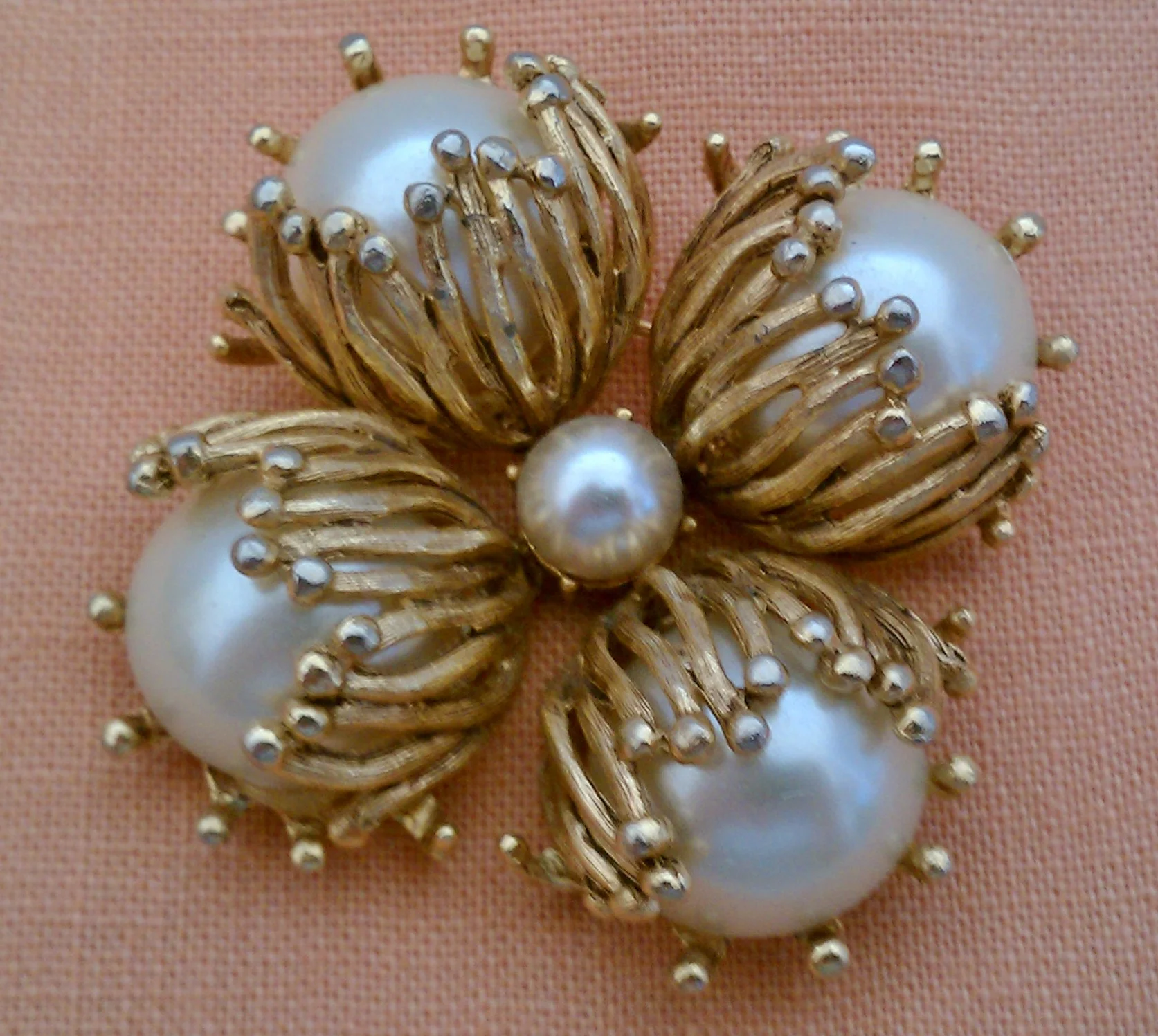 Gold and pearl unsigned pin that belonged to my mother.