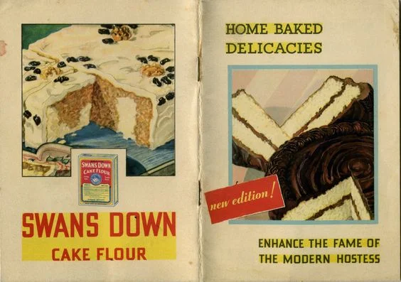 1931 Swans Down Cake Flour ... Home Baked Delicacies ... Enhance the Fame of the Modern Hostess
