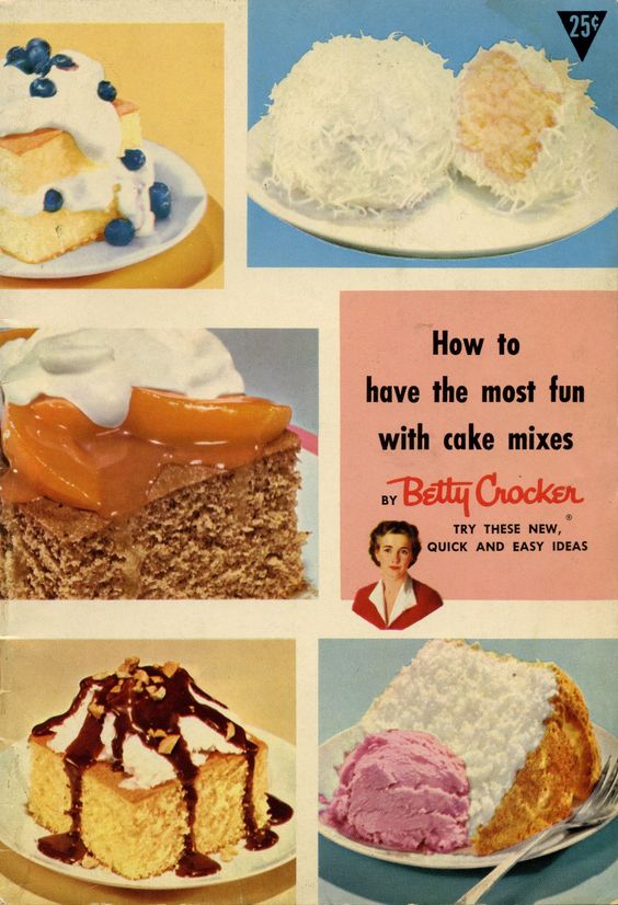1950s How to Have the Most Fun with Cake Mixes by Betty Crocker ... Cake mixes were introduced and like a lot of new food products of the 1950s it was all about spending less time in the kitchen. The Lemon Jello Cake became a favorite.