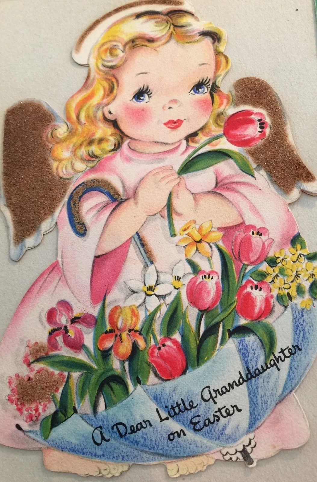 Easter card from my maternal grandmother found in my baby book ... fuzzy brown wings