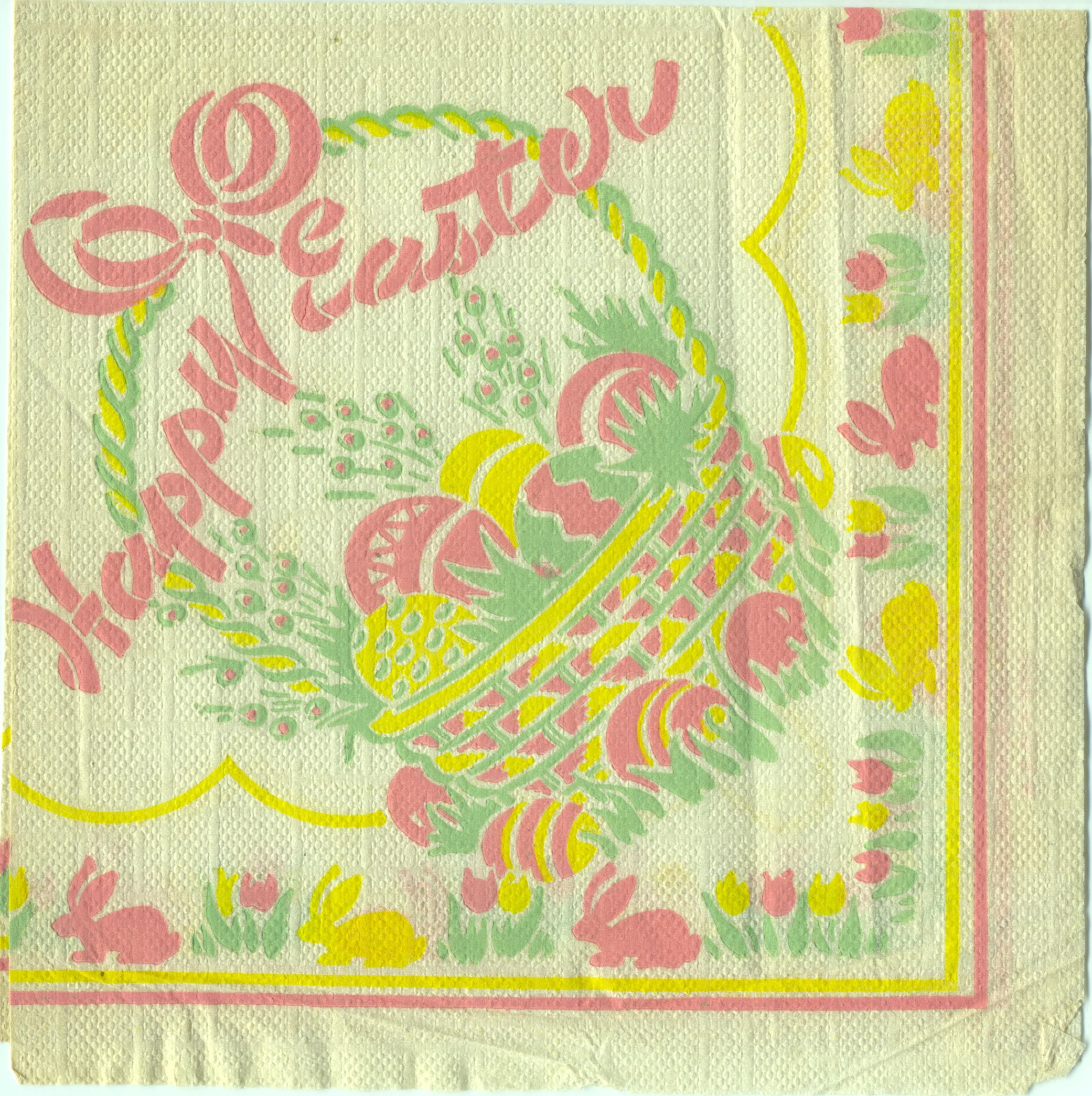 A vintage Easter napkin saved in my baby book