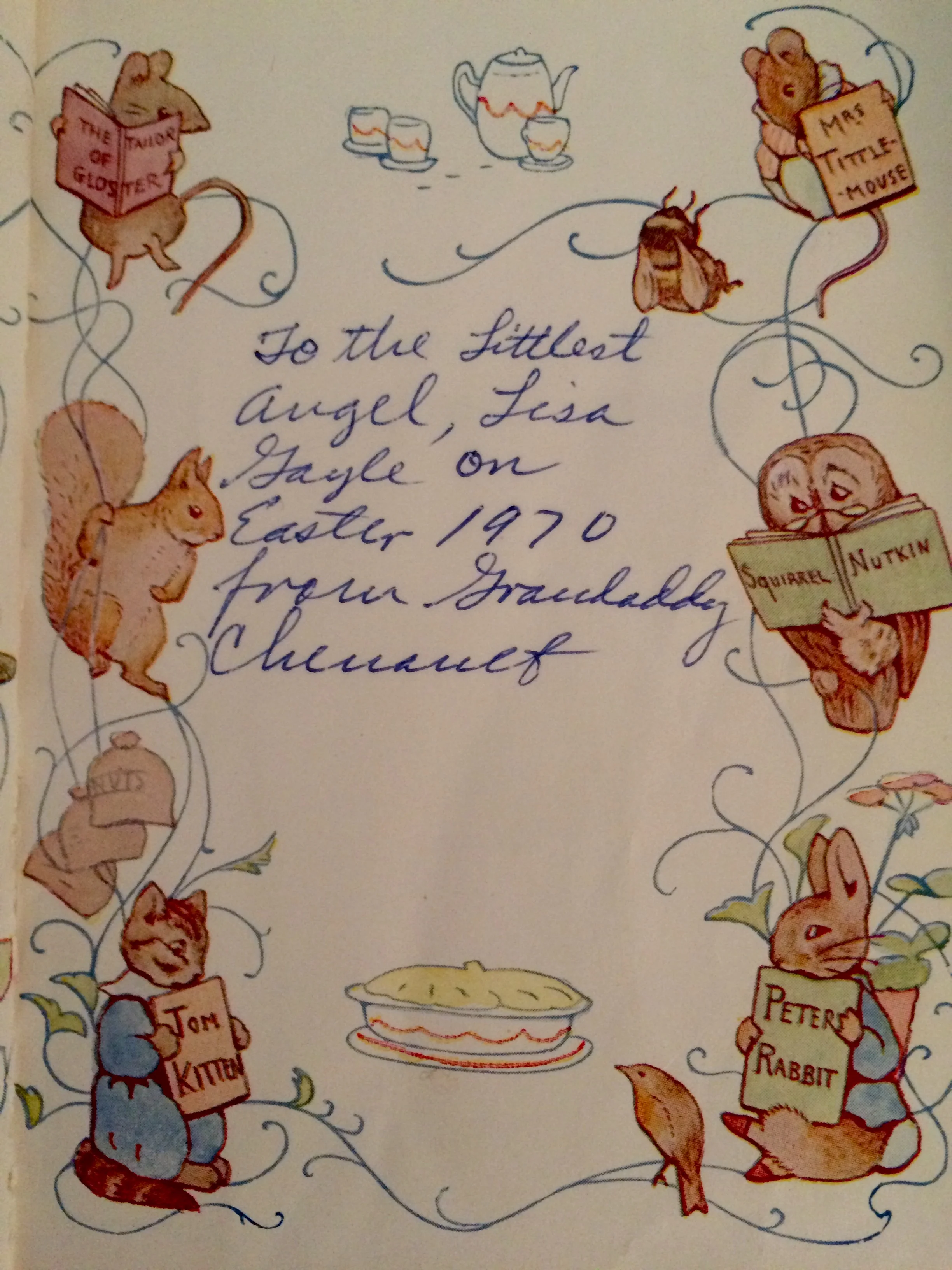 Inscription in The Tale of Squirrel Nutkin by Beatrix Potter