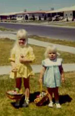 Lisa and Laurie Easter 1972 in El Paso, Texas ... Oops! What happened to Laurie's basket handle?