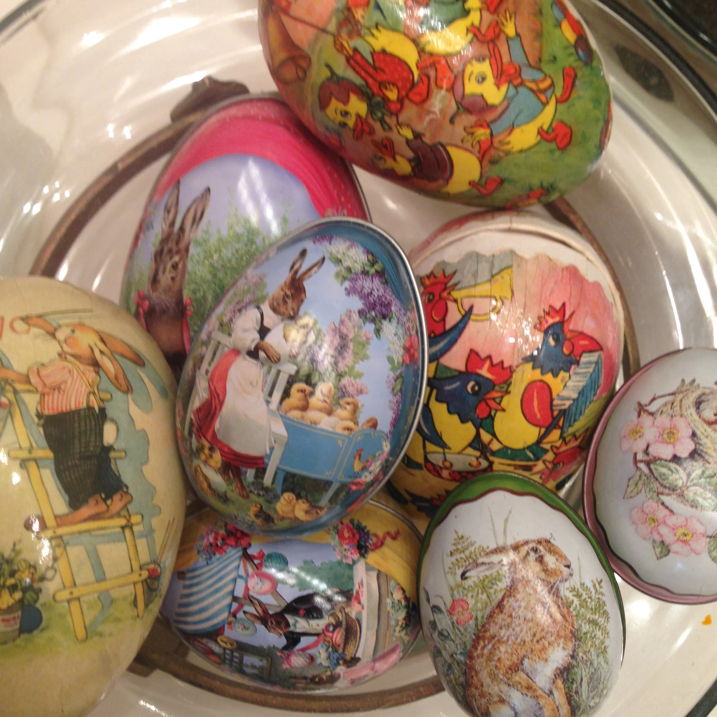 A bowl of collected Easter eggs