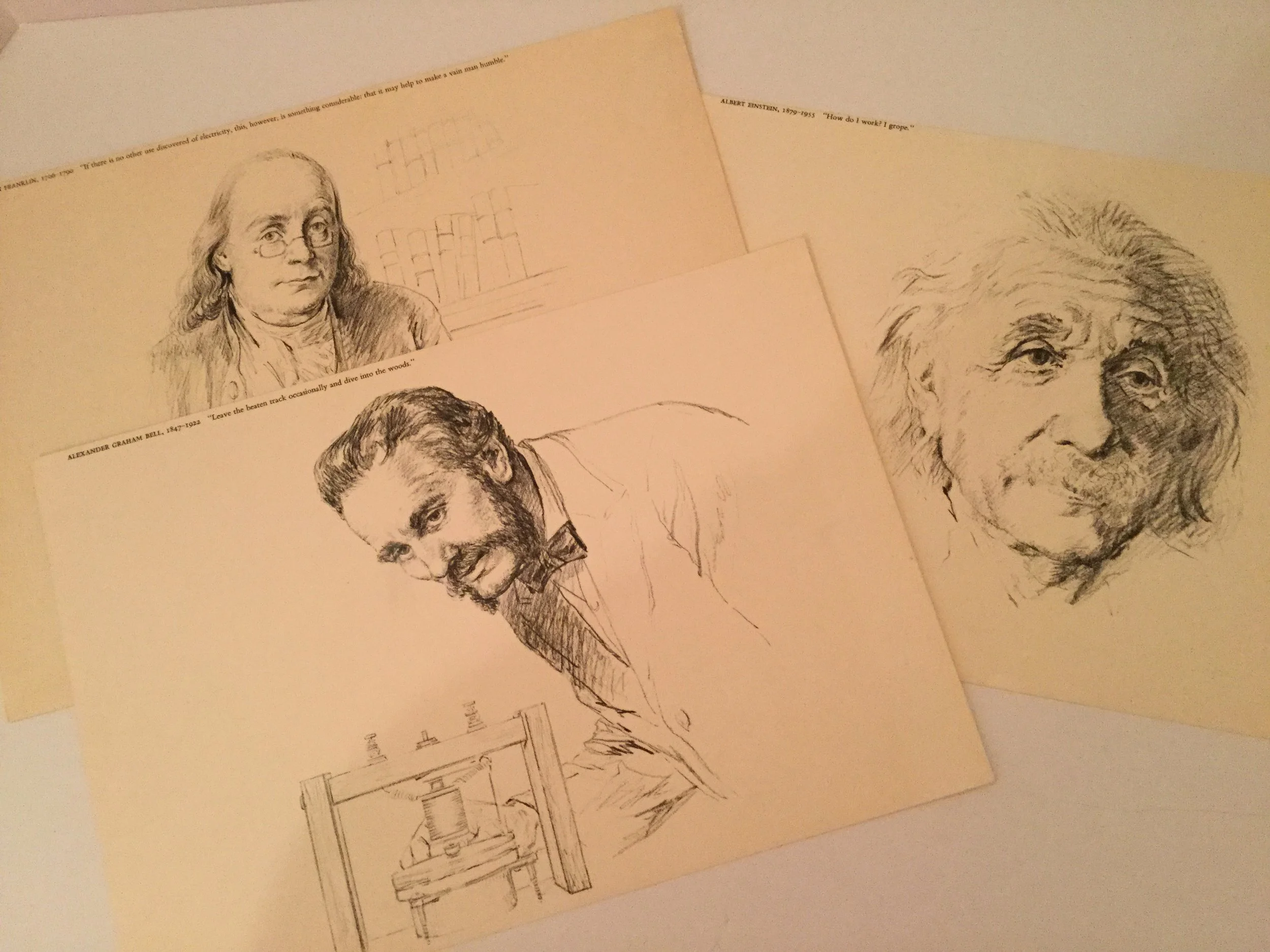 Three sketches from the 1964 calendar ... great for use by a school teacher.