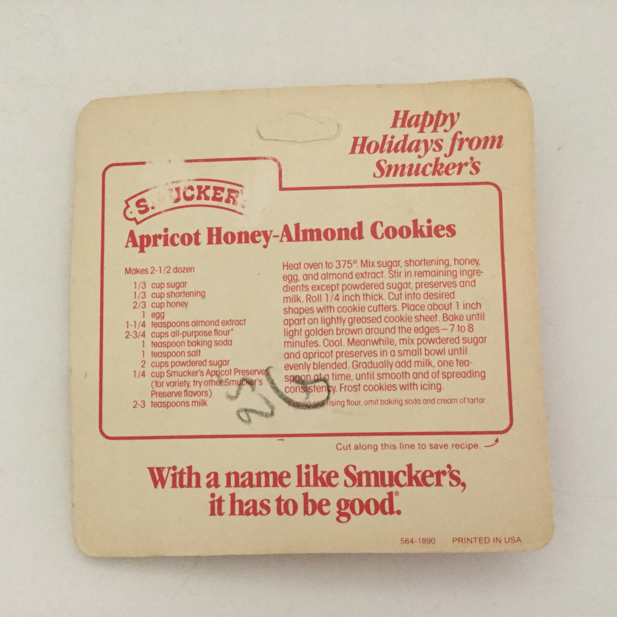 On the back of the card was a good recipe.