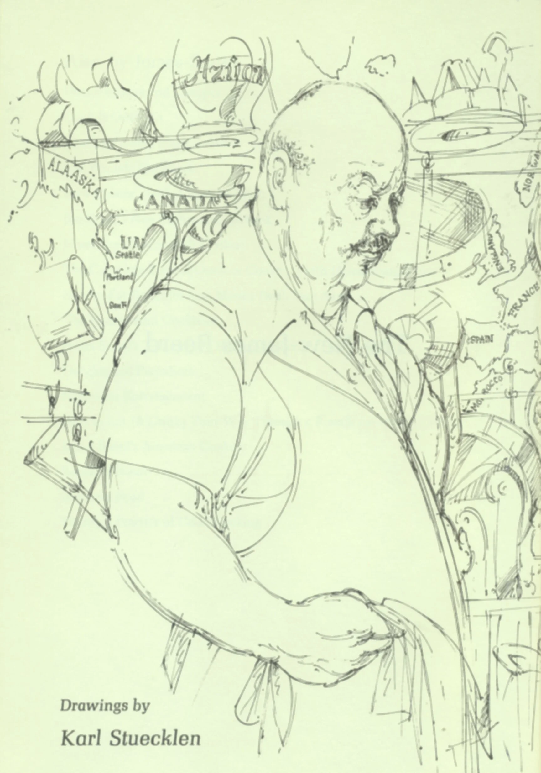 Sketch of James Beard from the title page of The New James Beard, 1981, by Karl Stuecklen