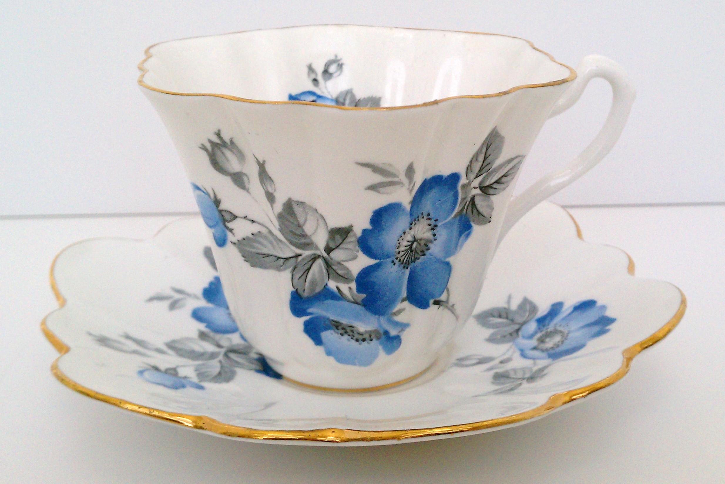 Royal Taunton blue floral cup and saucer ... made in England